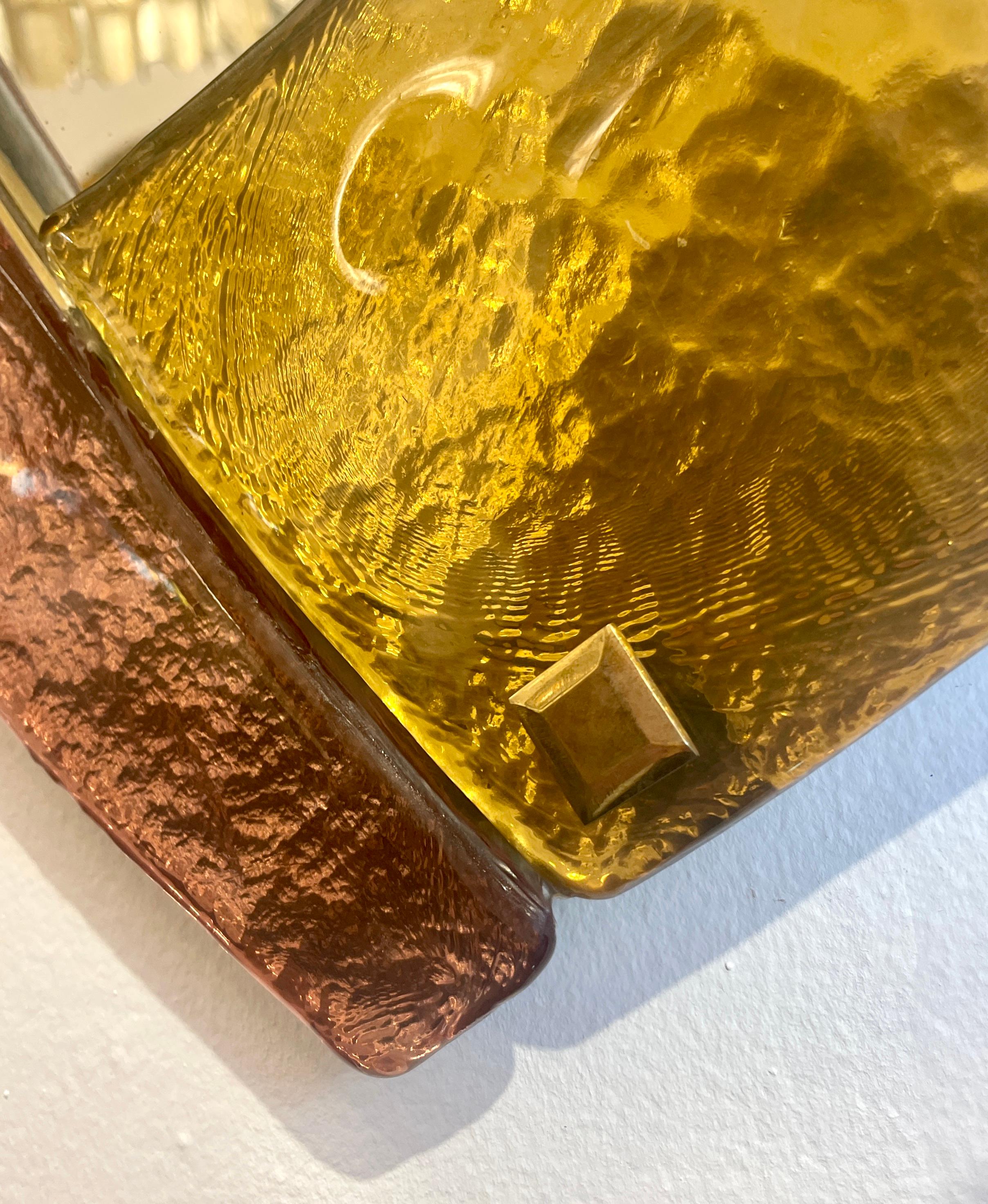 Specchio in vetro di Murano Bespoke Italian Memphis Design Oro Rosa Turchese Borgogna in vendita 5