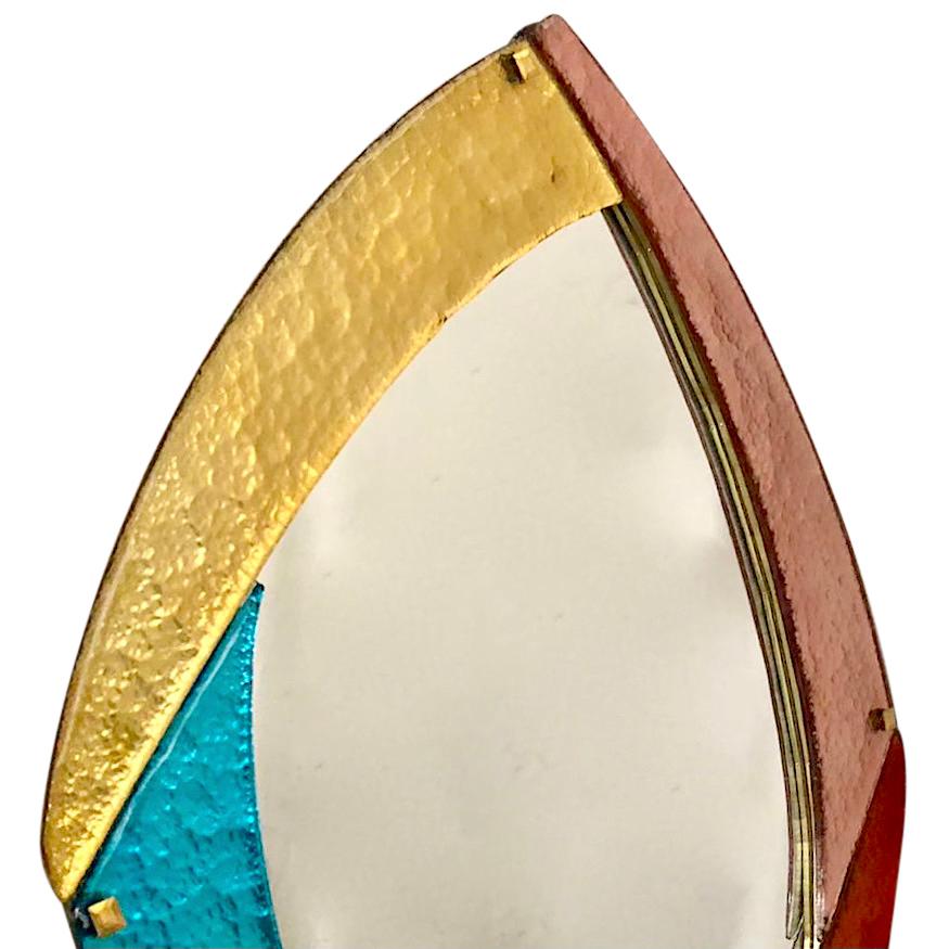 Bespoke Italian Memphis Design Gold Pink Turquoise Burgundy Murano Glass Mirror In New Condition For Sale In New York, NY
