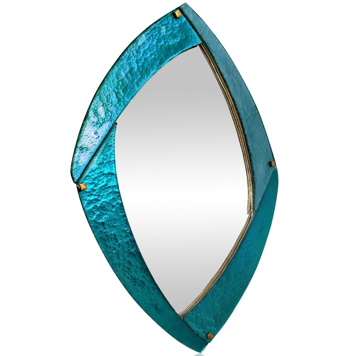 Specchio in vetro di Murano Bespoke Italian Memphis Design Oro Rosa Turchese Borgogna in vendita 1