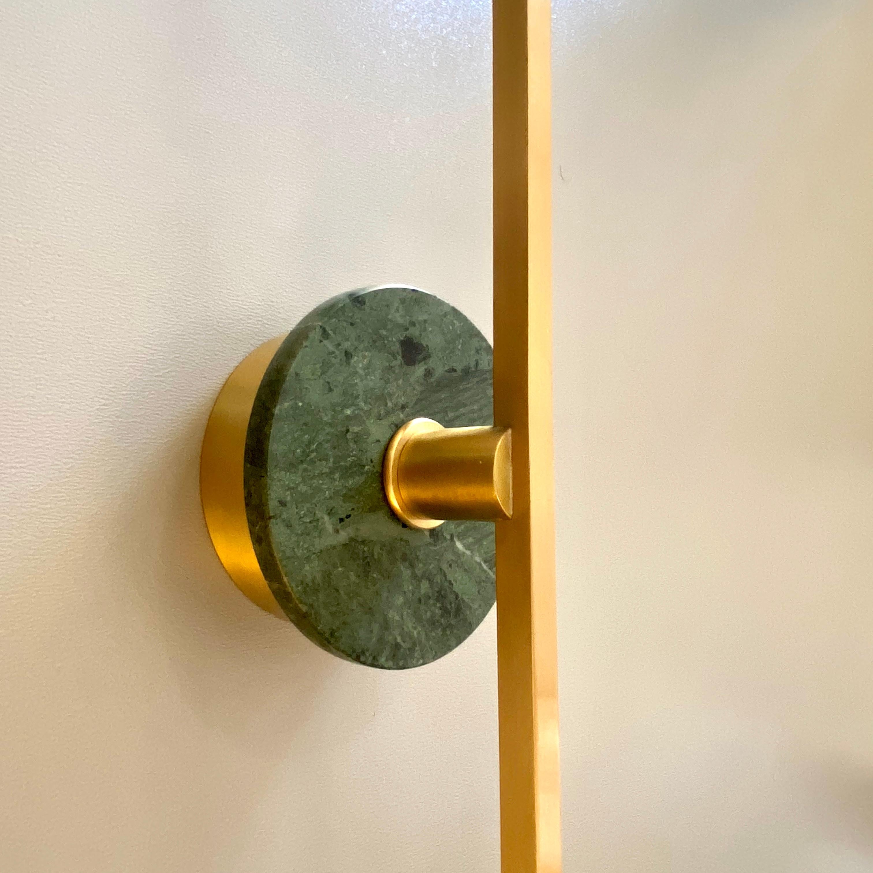 Bespoke Italian Minimalist Brown Marble Satin Brass Vertical / Horizontal Sconce 8