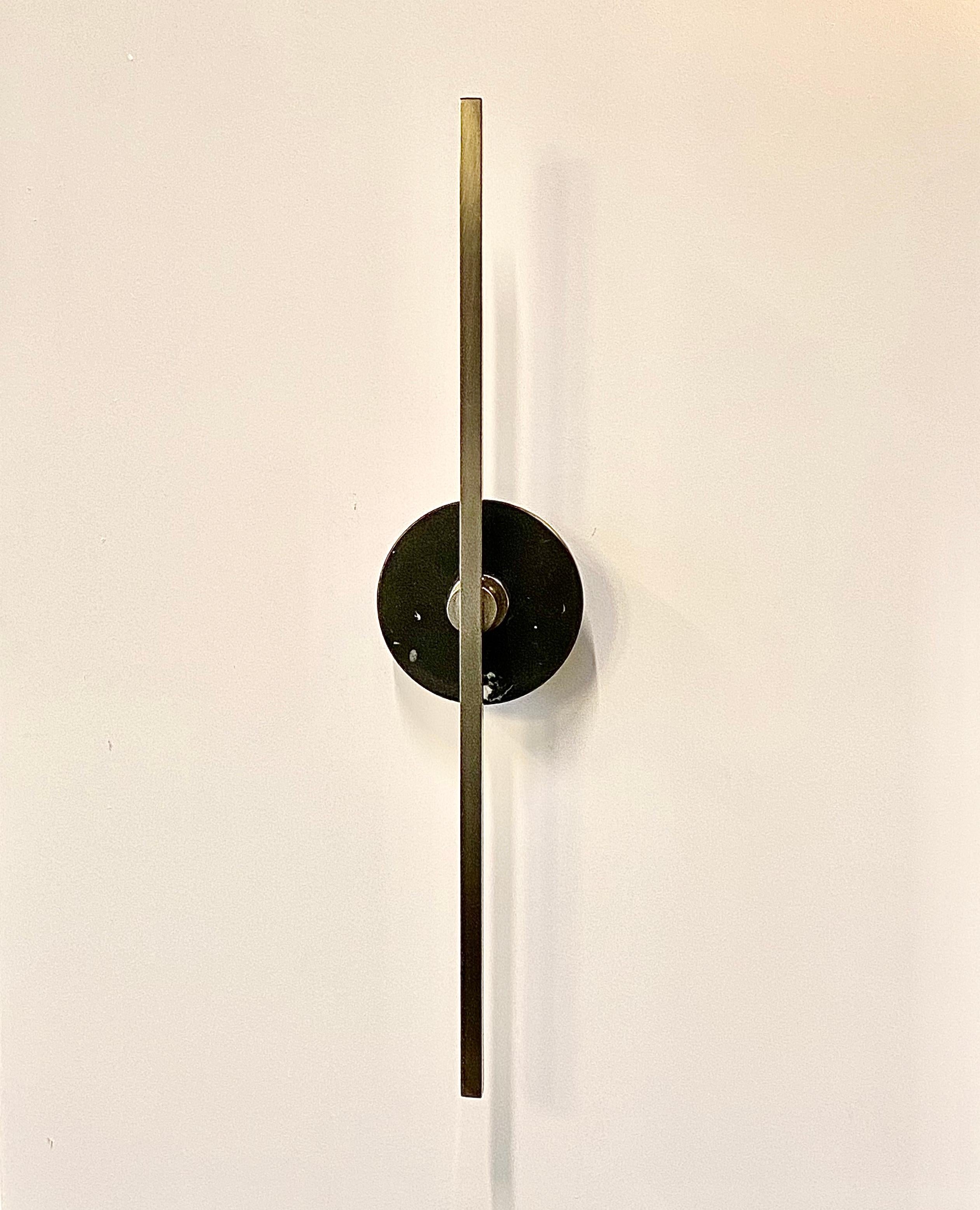Contemporary Bespoke Italian Minimalist Brown Marble Satin Brass Vertical / Horizontal Sconce