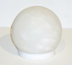 Bespoke Italian Minimalist White Alabaster Moon Wireless Round Table/Desk Lamp