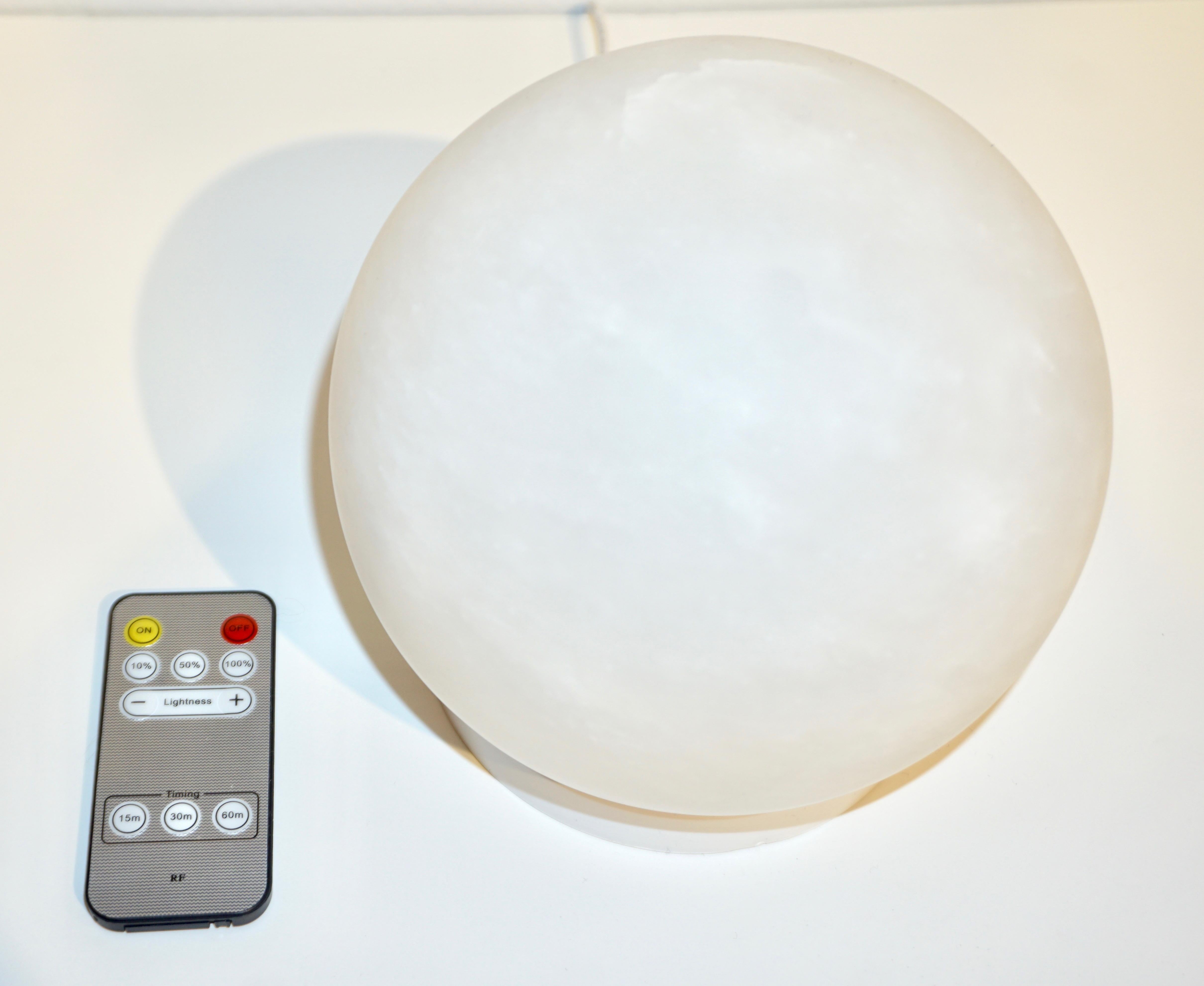 Contemporary Bespoke Italian Minimalist White Alabaster Moon Wireless Round Table/Desk Lamp For Sale