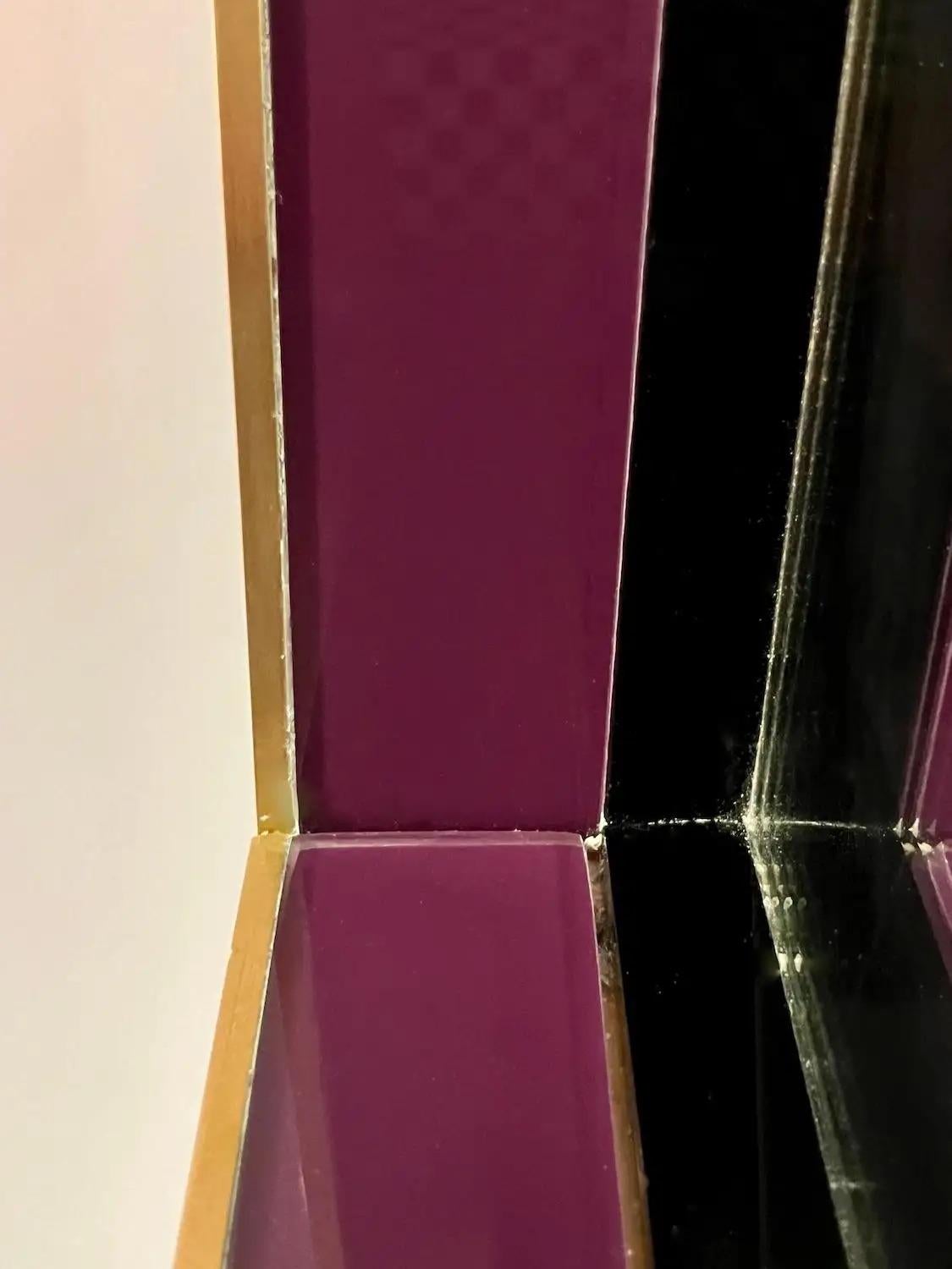 Bespoke Italian Mondrian Decor Orange Yellow Gray Black White Gold Glass Mirror For Sale 3