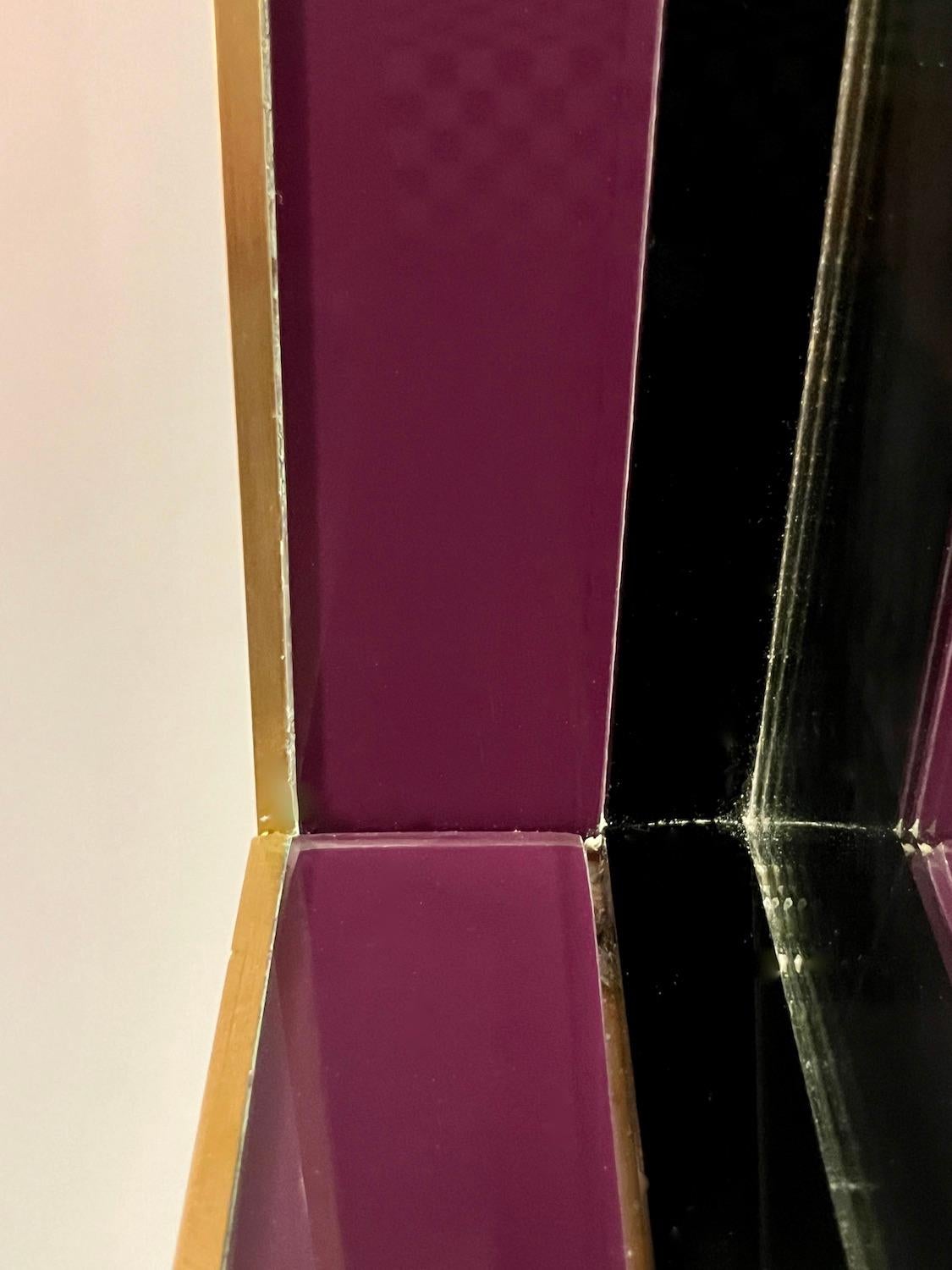 Bespoke Italian Mondrian Decor Arancione Giallo Grigio Nero Bianco Oro Vetro Specchio in vendita 2