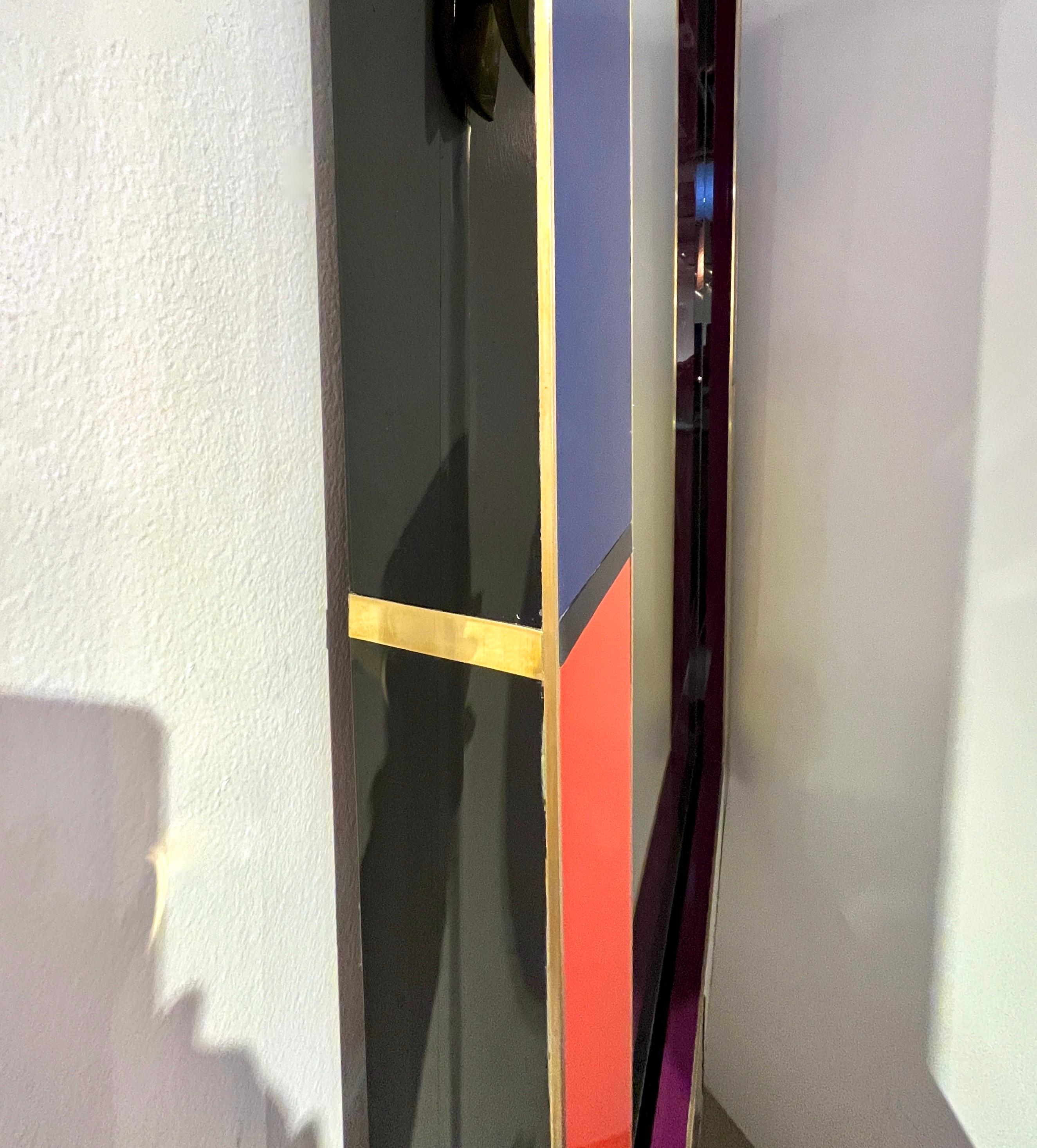 Bespoke Italian Mondrian Decor Arancione Giallo Grigio Nero Bianco Oro Vetro Specchio in vendita 9