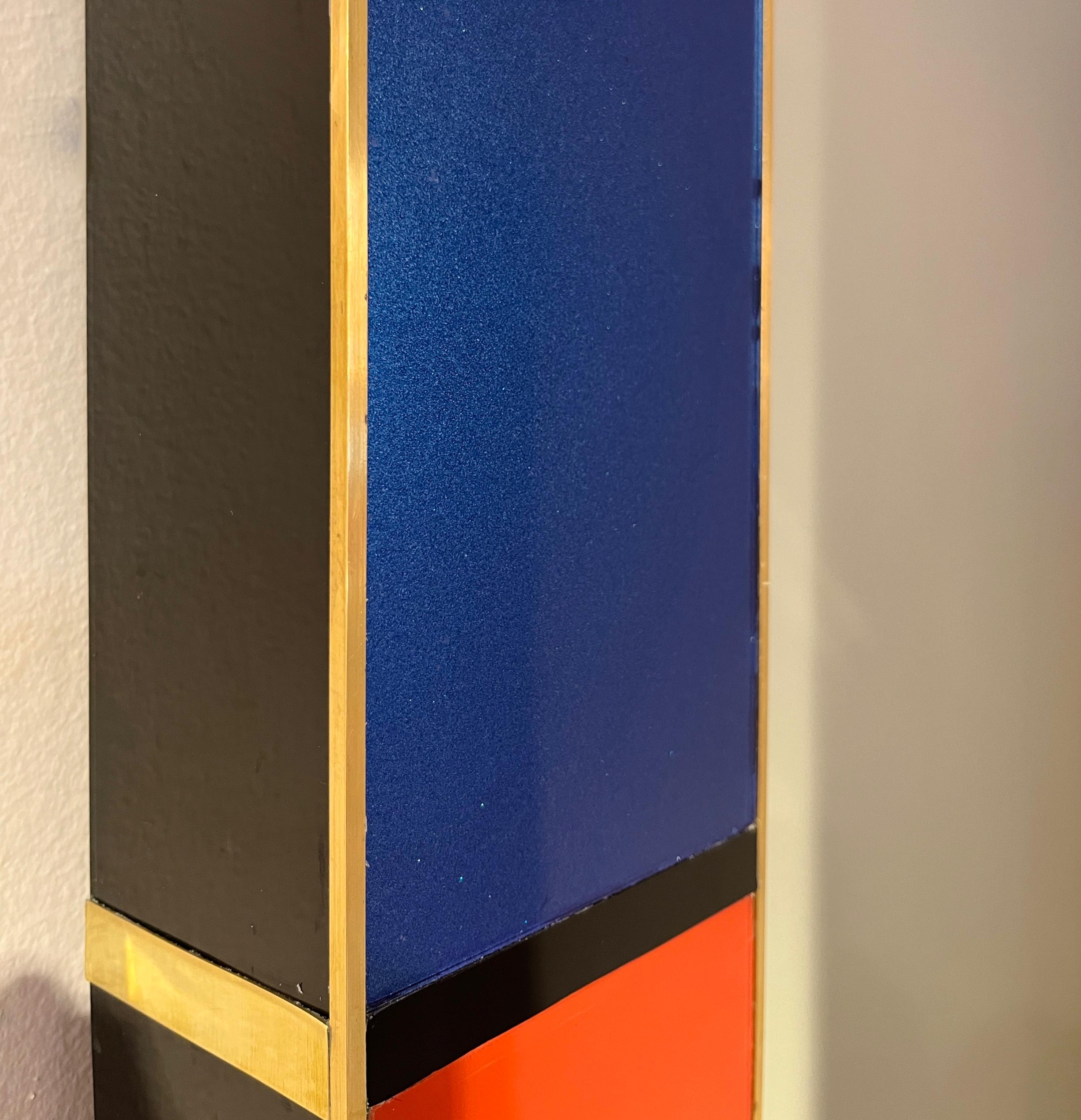Bespoke Italian Mondrian Decor Arancione Giallo Grigio Nero Bianco Oro Vetro Specchio in vendita 1