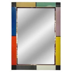 Bespoke Italian Mondrian Decor Arancione Giallo Grigio Nero Bianco Oro Vetro Specchio
