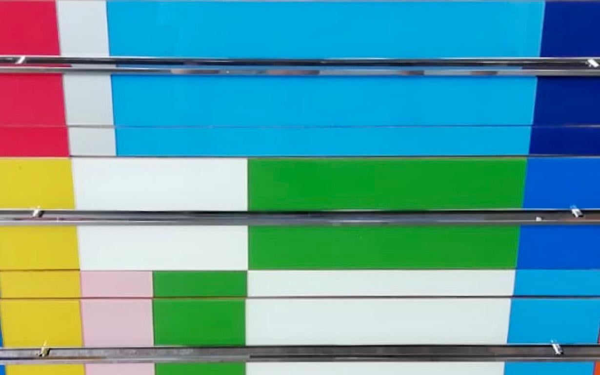 Contemporary Bespoke Italian Mondrian Style Blue Green Yellow White Pink Modern Dresser/Chest