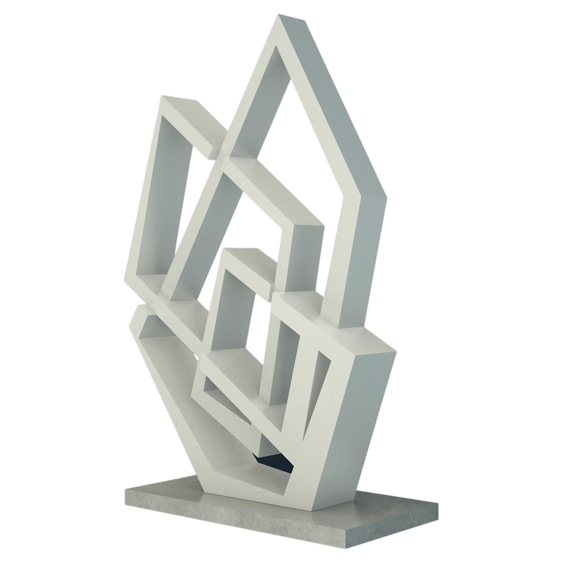 Bespoke Italian Monumental Handmade Geometric Modern Aluminum Marble Sculpture 