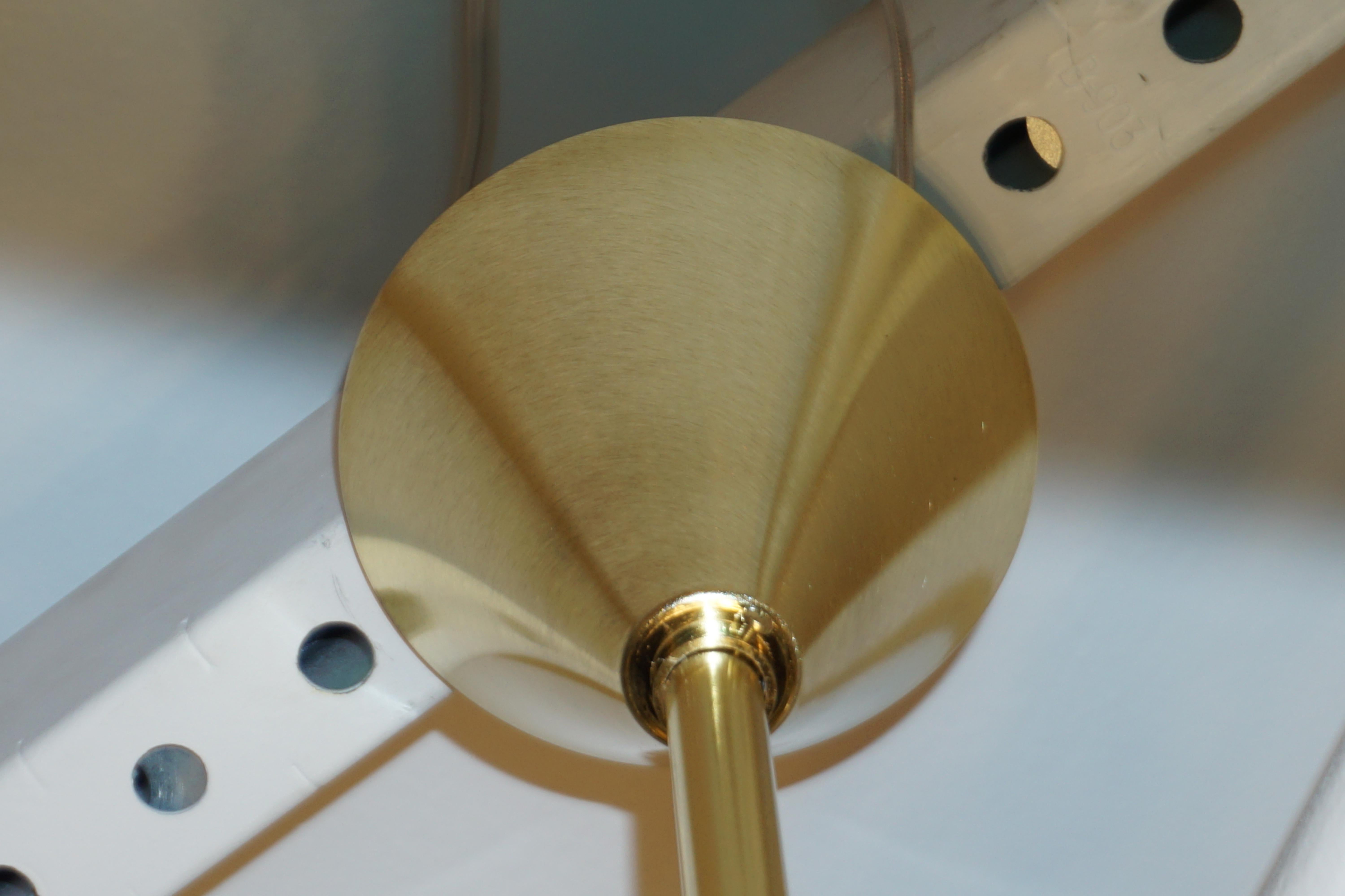 Bespoke Italian Aquamarine Murano Glass Round Brass Chandelier / Flushmount For Sale 7