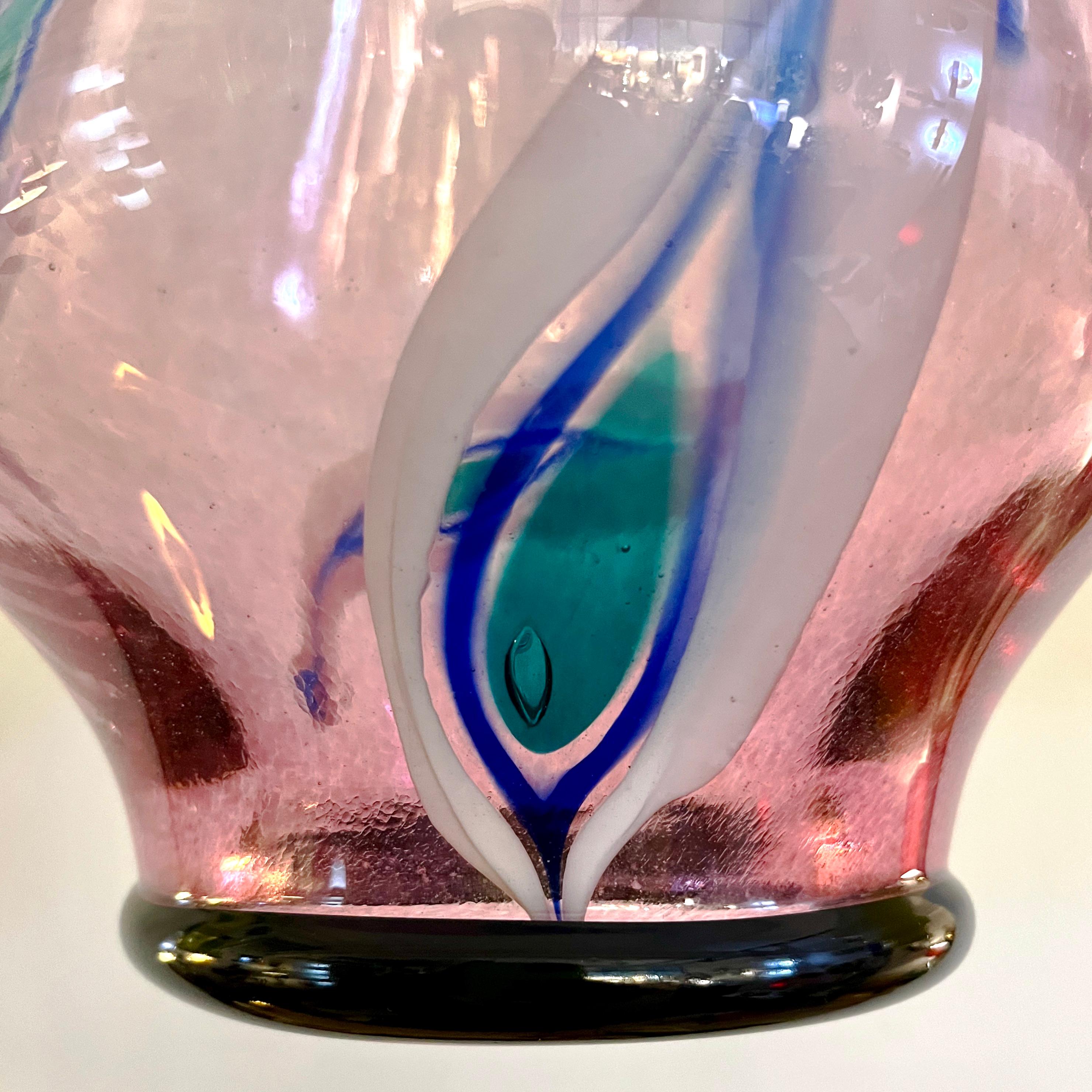 Bespoke Italian Organic Purple Black White Tulip Murano Glass Pendant Light For Sale 4