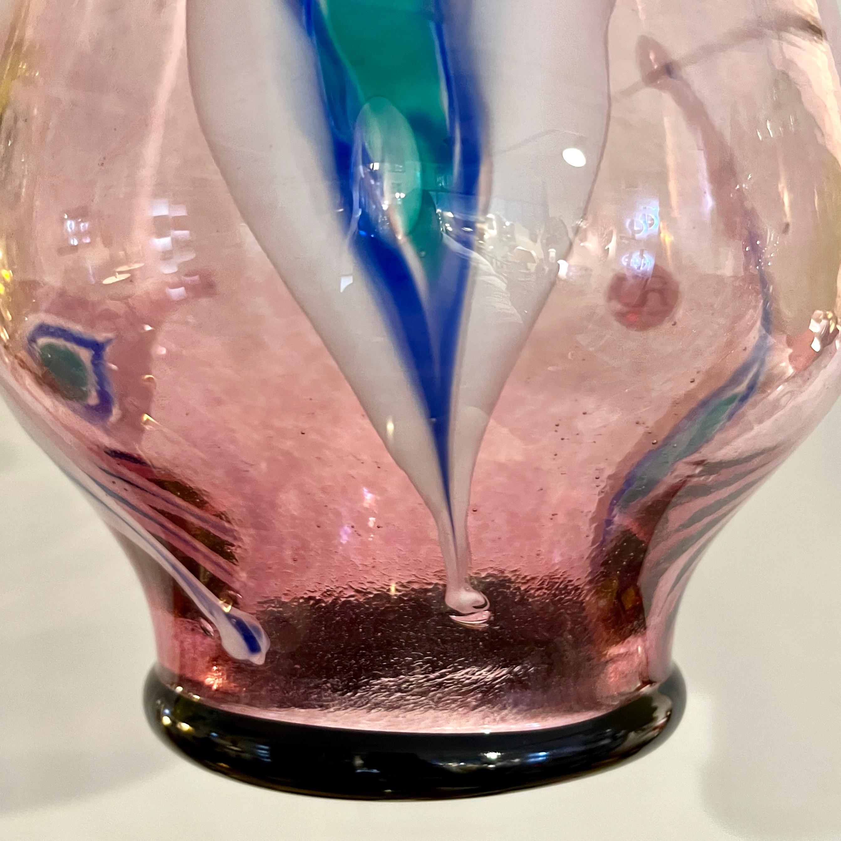 Bespoke Italian Organic Purple Black White Tulip Murano Glass Pendant Light For Sale 5