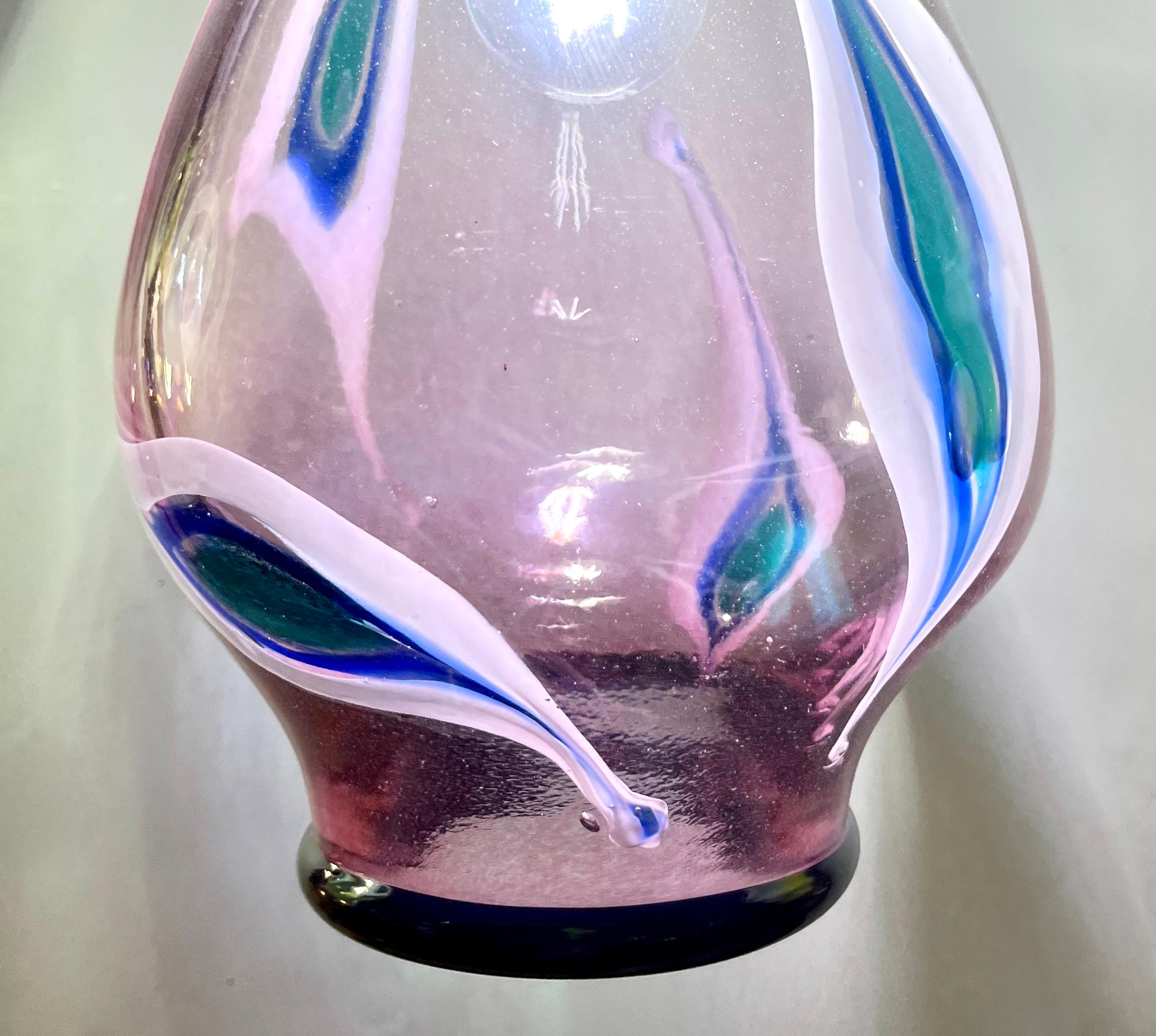 Bespoke Italian Organic Purple Black White Tulip Murano Glass Pendant Light For Sale 8