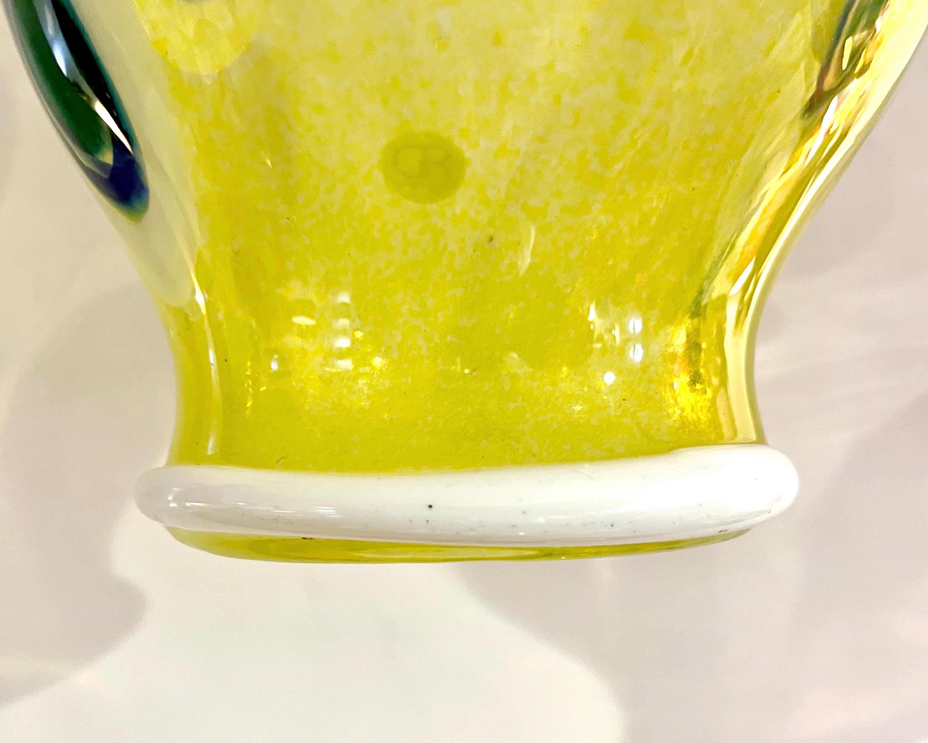 Contemporary Bespoke Italian Organic Yellow Green White Tulip Murano Glass Pendant Light For Sale