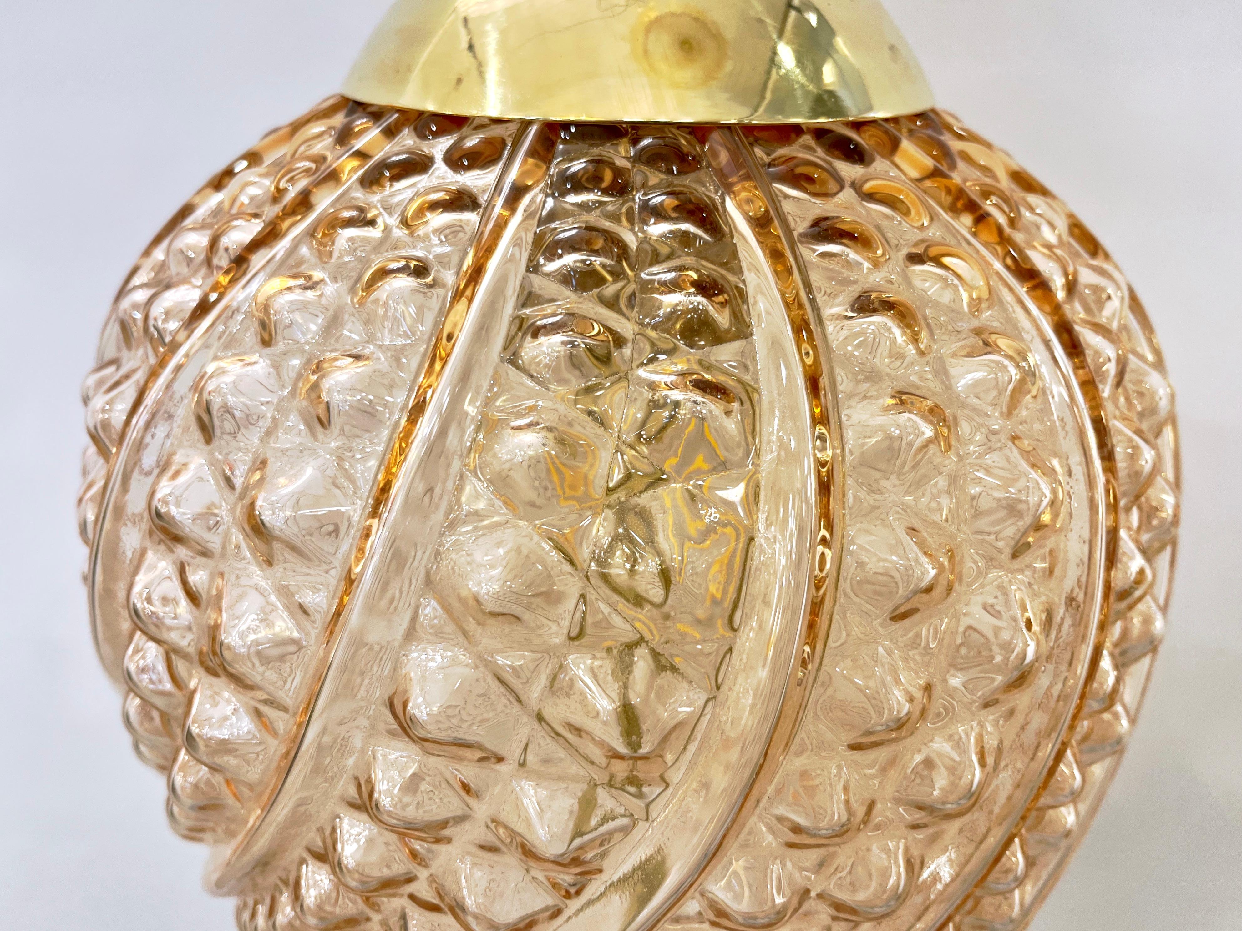 Bespoke Italian Oval Black and Pink Crystal Murano Glass Brass Egg Pendant Light For Sale 8