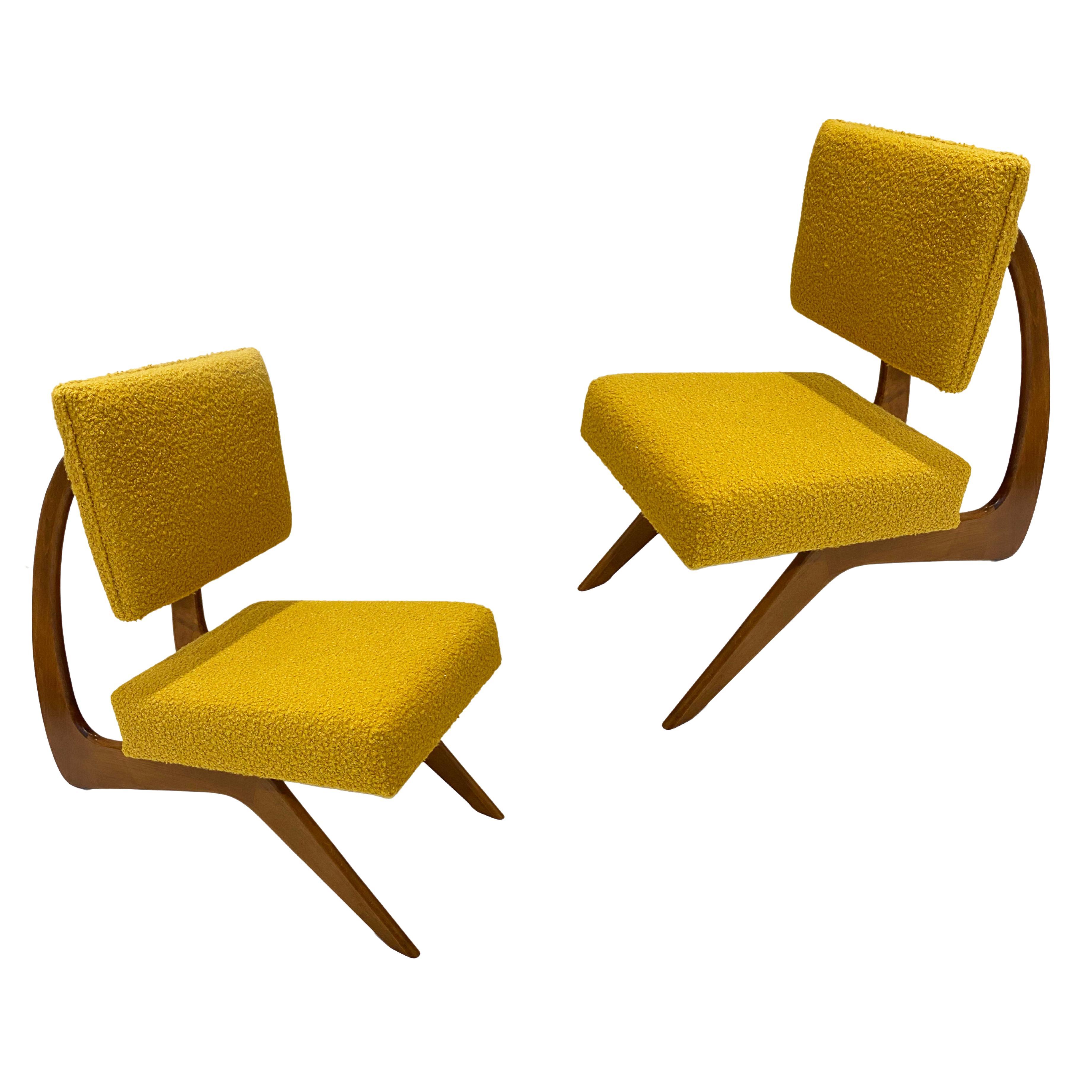 mustard boucle chair