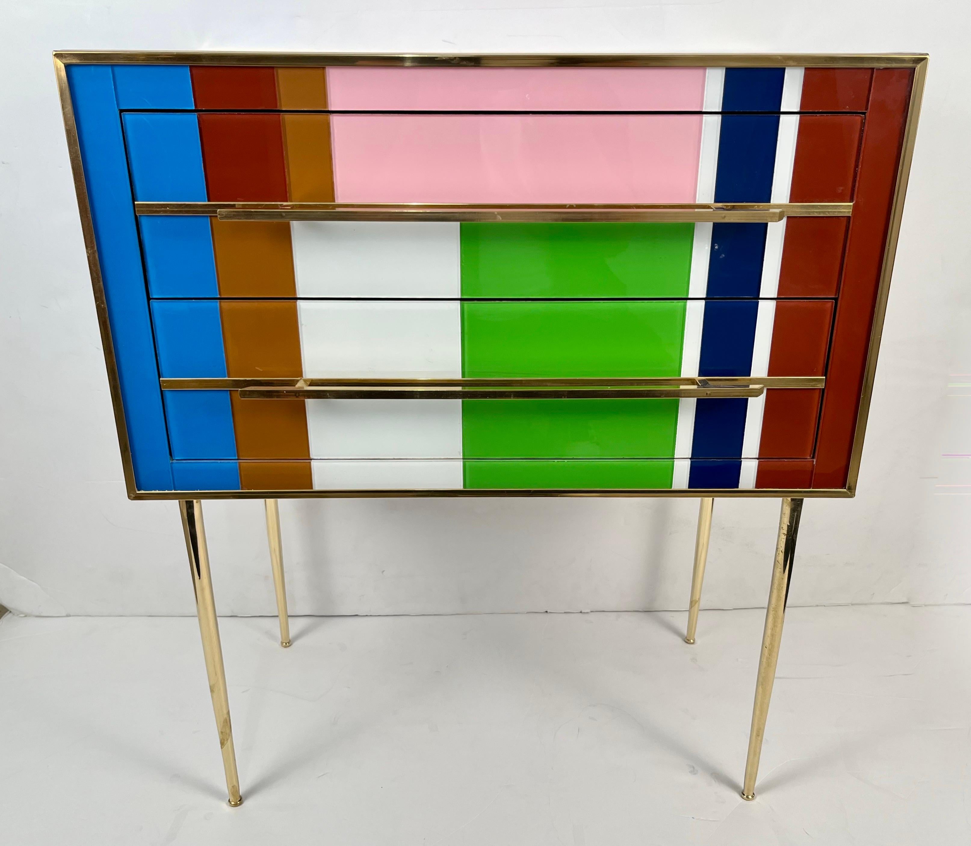 Bespoke Italian Pair of Mondrian Style Blue Green Yellow Chests / End Tables 5
