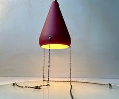 Bespoke Italian Pendant Light 'Suspended Flying Disc', 1970s