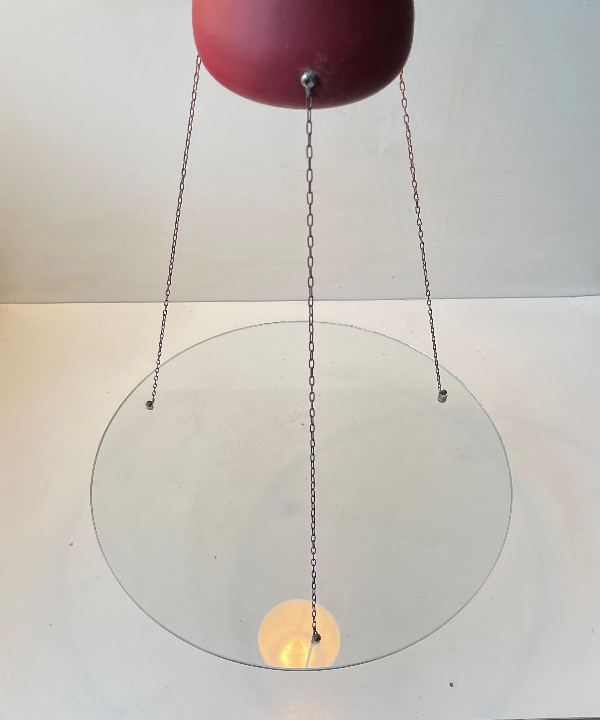 Mid-Century Modern Bespoke Italian Pendant Light 'Suspended Flying Disc', 1970s For Sale
