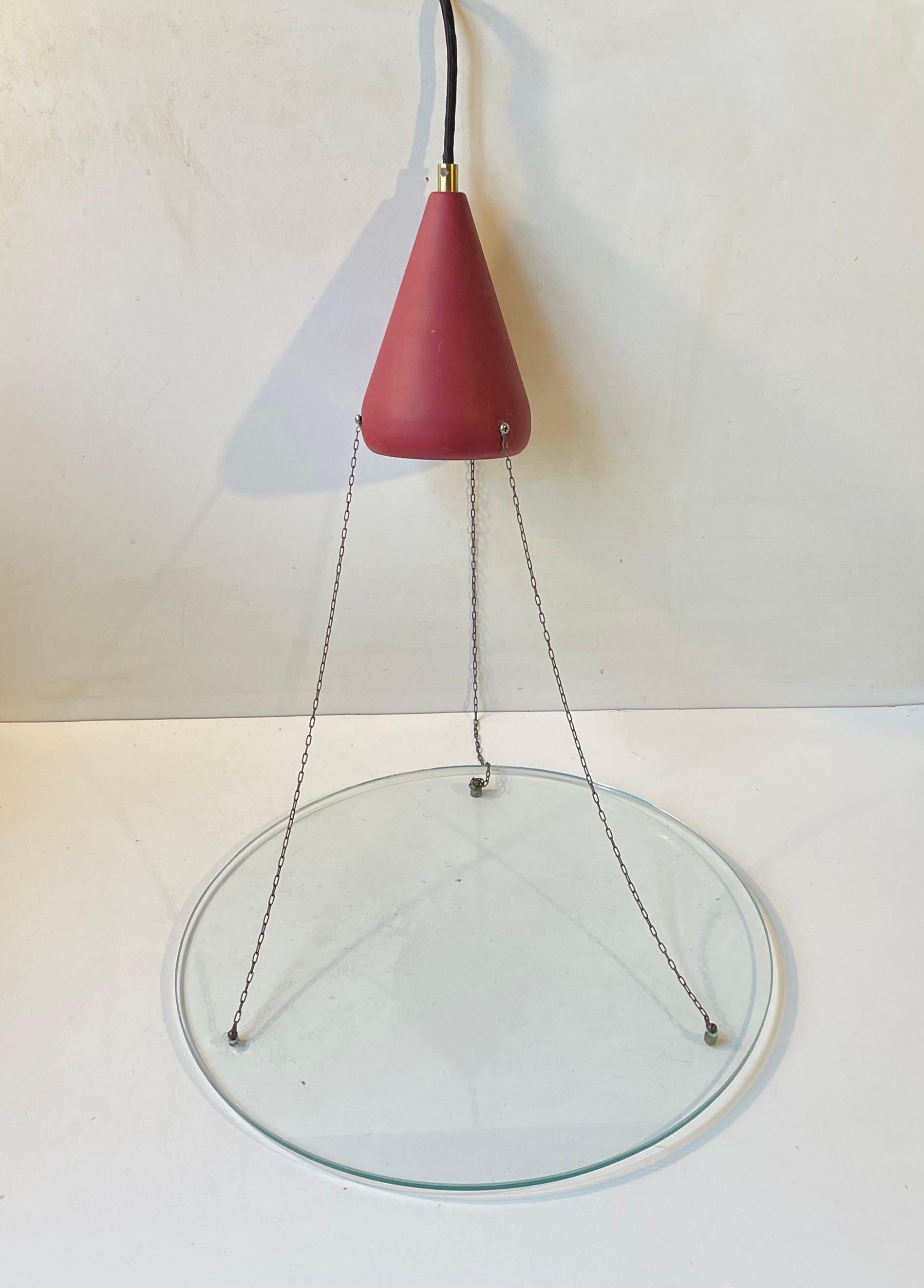 20th Century Bespoke Italian Pendant Light 'Suspended Flying Disc', 1970s For Sale