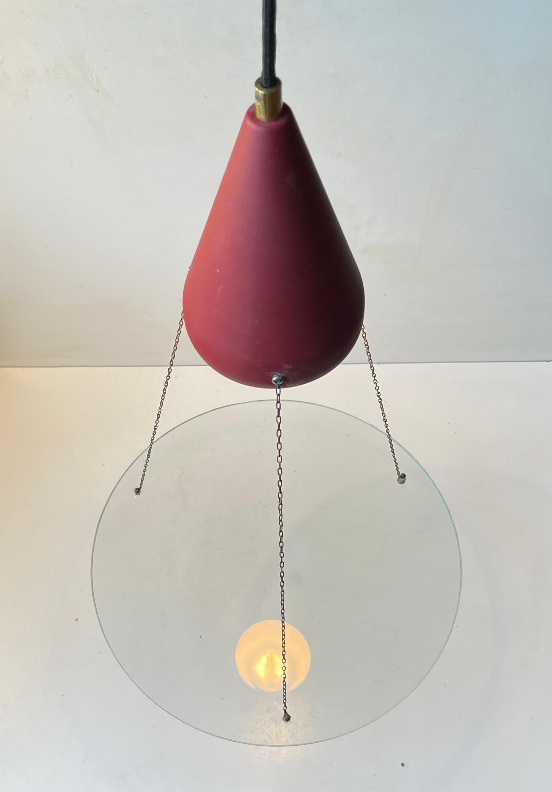 Aluminum Bespoke Italian Pendant Light 'Suspended Flying Disc', 1970s For Sale