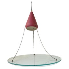 Bespoke Italian Pendant Light 'Suspended Flying Disc', 1970s