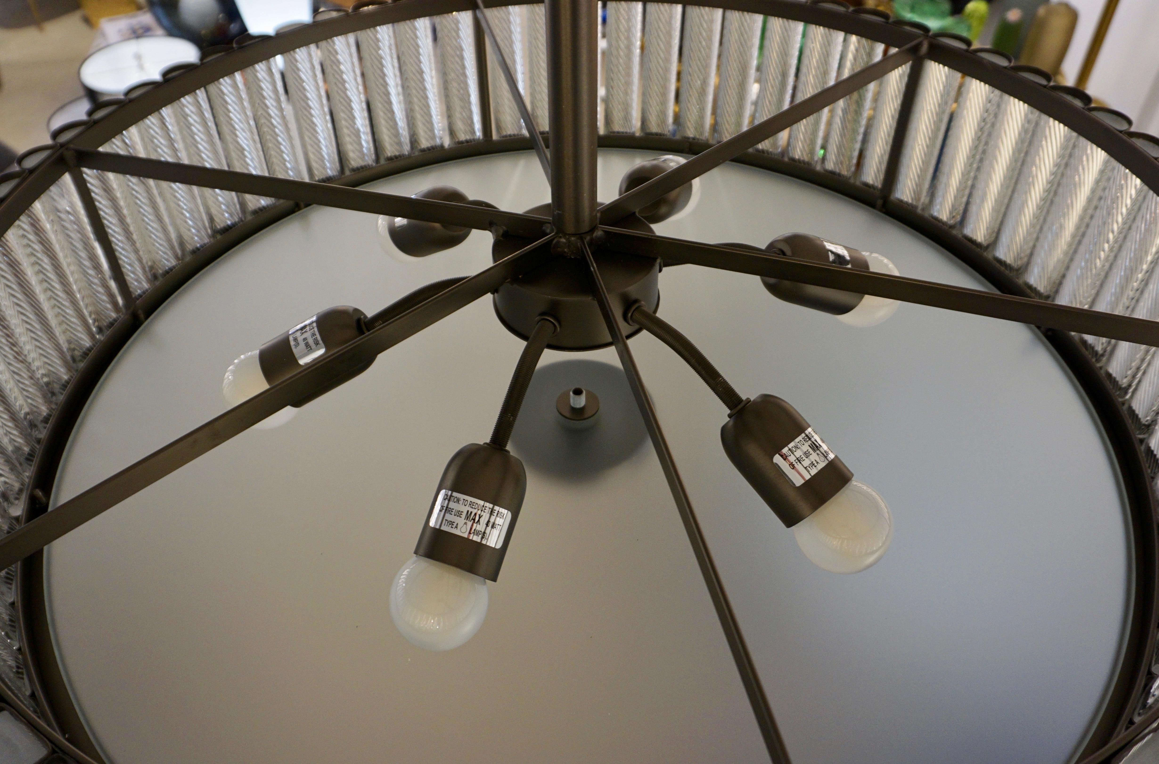 Lampadario ad incasso in vetro di Murano con finitura peltro, su misura per l'Italia in vendita 2