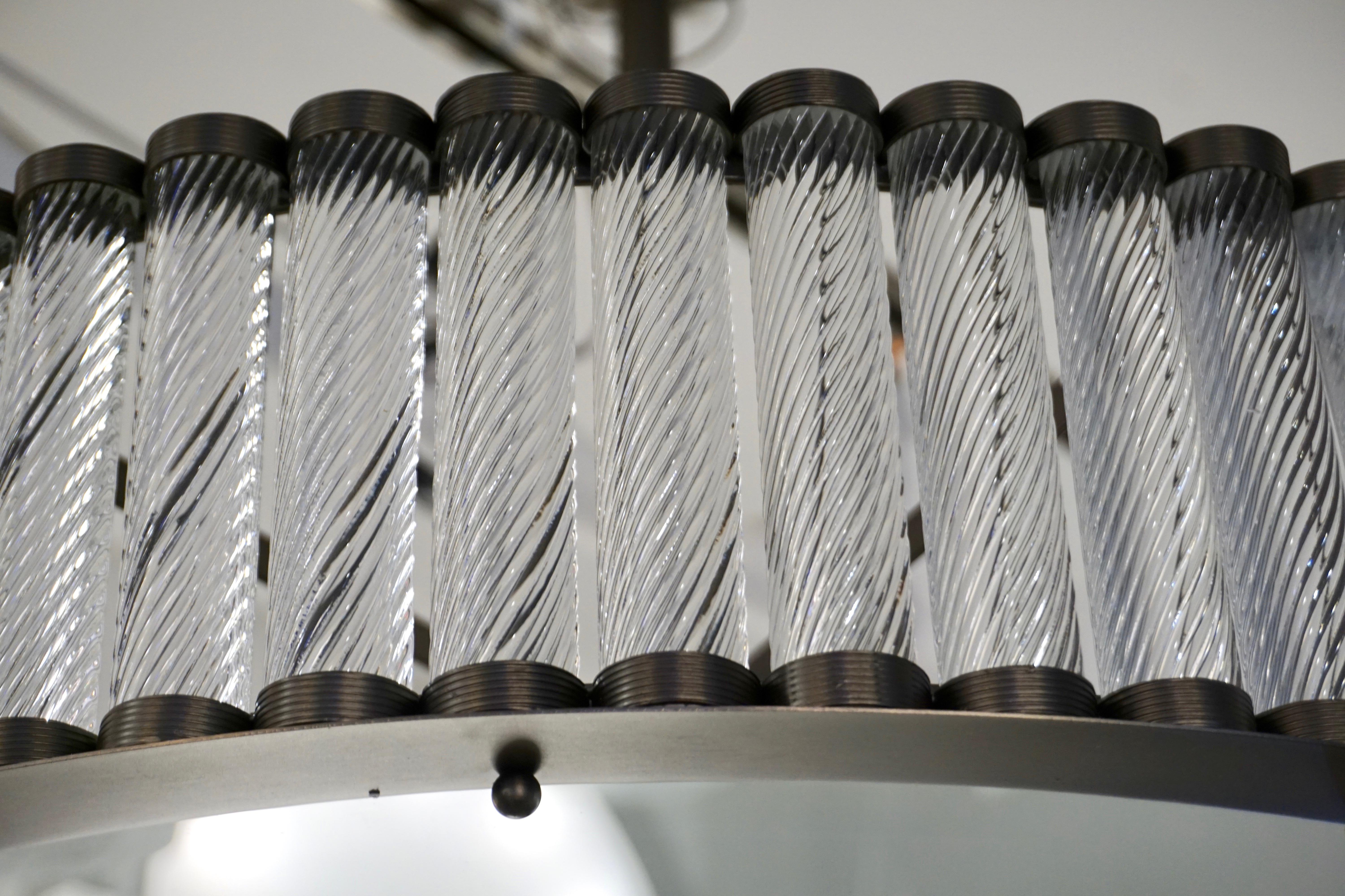 Italiano Lampadario ad incasso in vetro di Murano con finitura peltro, su misura per l'Italia in vendita