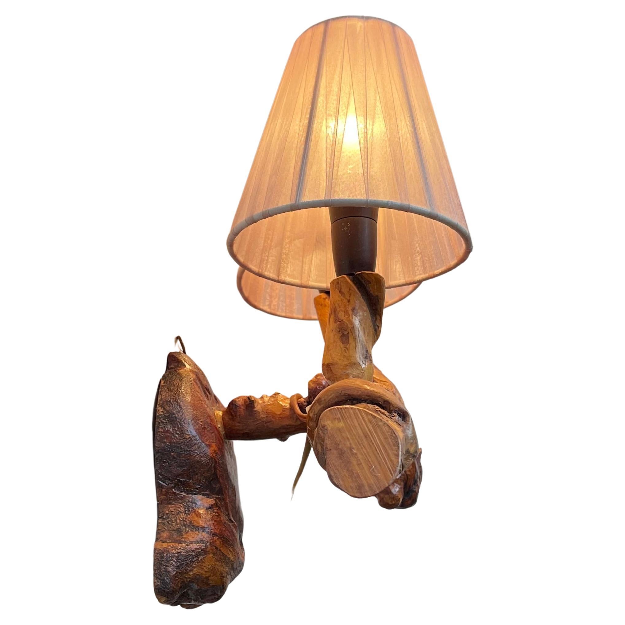 Bespoke Italian Pink Dual Wall Sconce in Old Vine Tree, 1950s For Sale