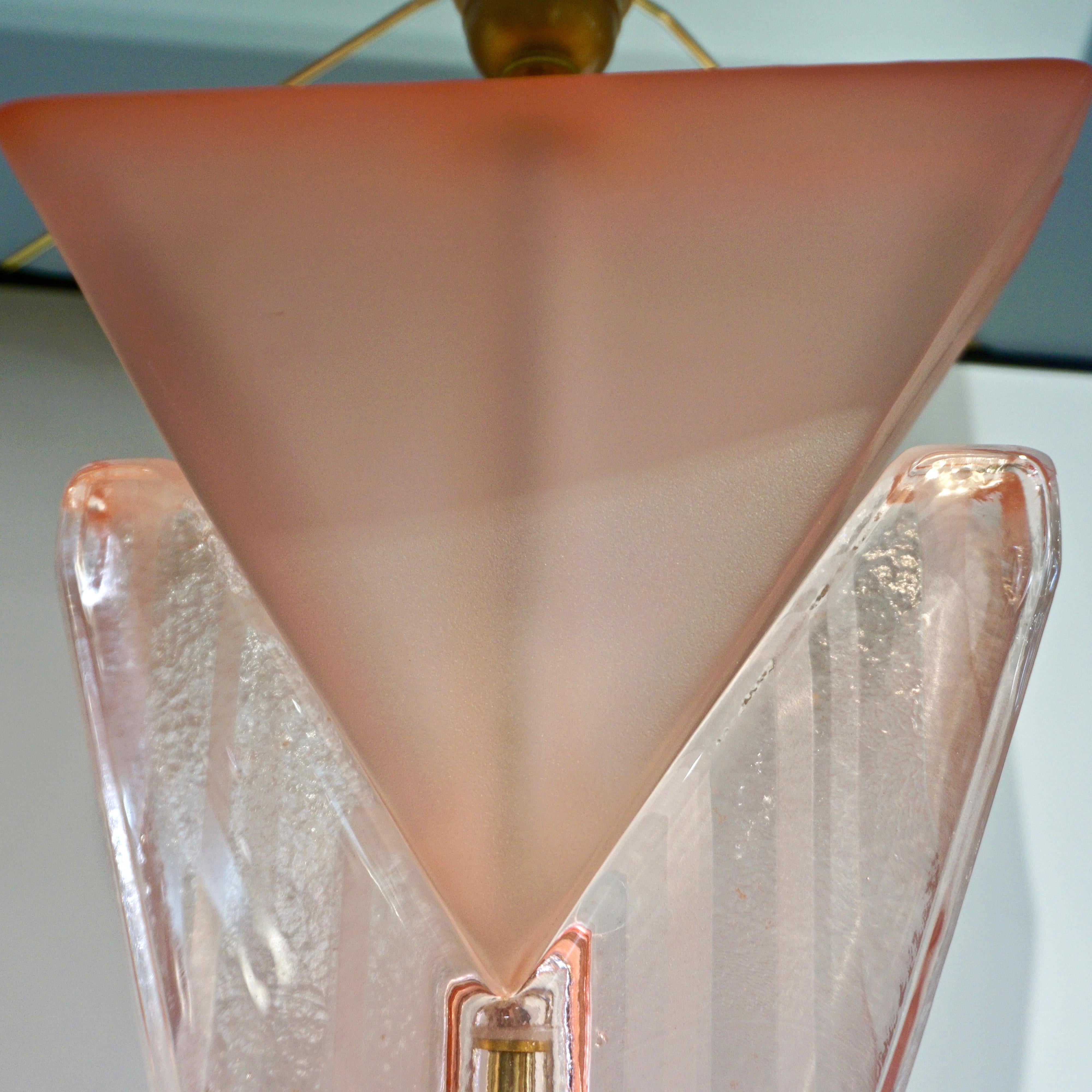 Bespoke Italian Post Modern Rose Pink Murano Glass Geometric Couture Table Lamp For Sale 8