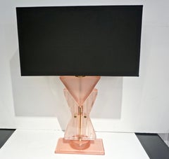 Bespoke Italian Post Modern Rose Pink Murano Glass Geometric Couture Table Lamp