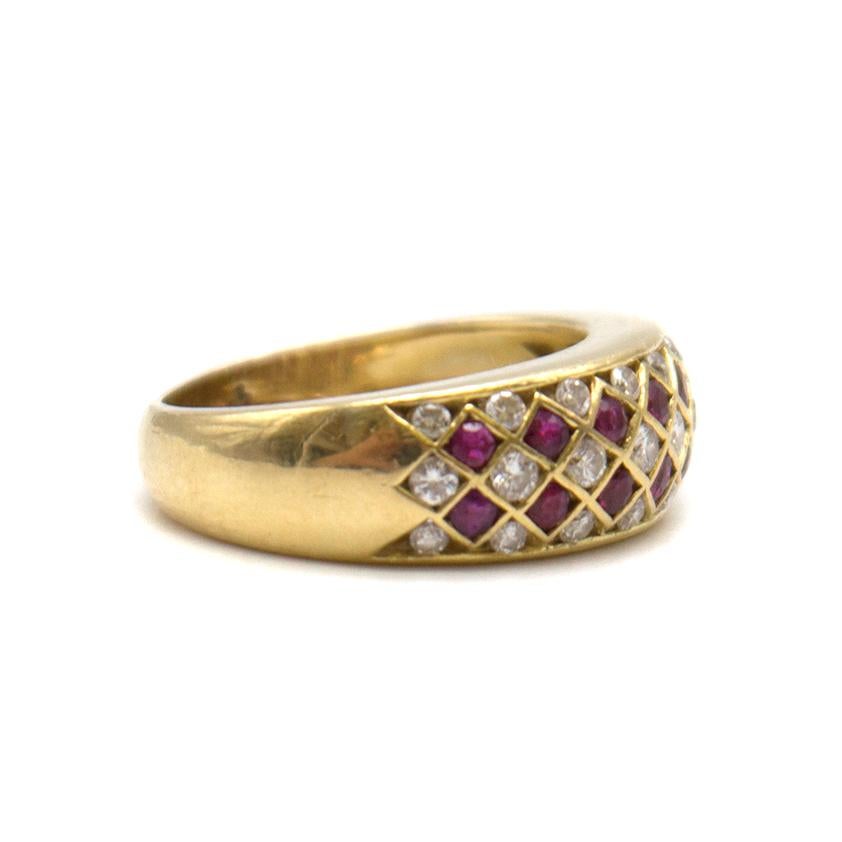 Bespoke Italian Ruby and Diamond Harlequin 18 Karat Gold Ring 9