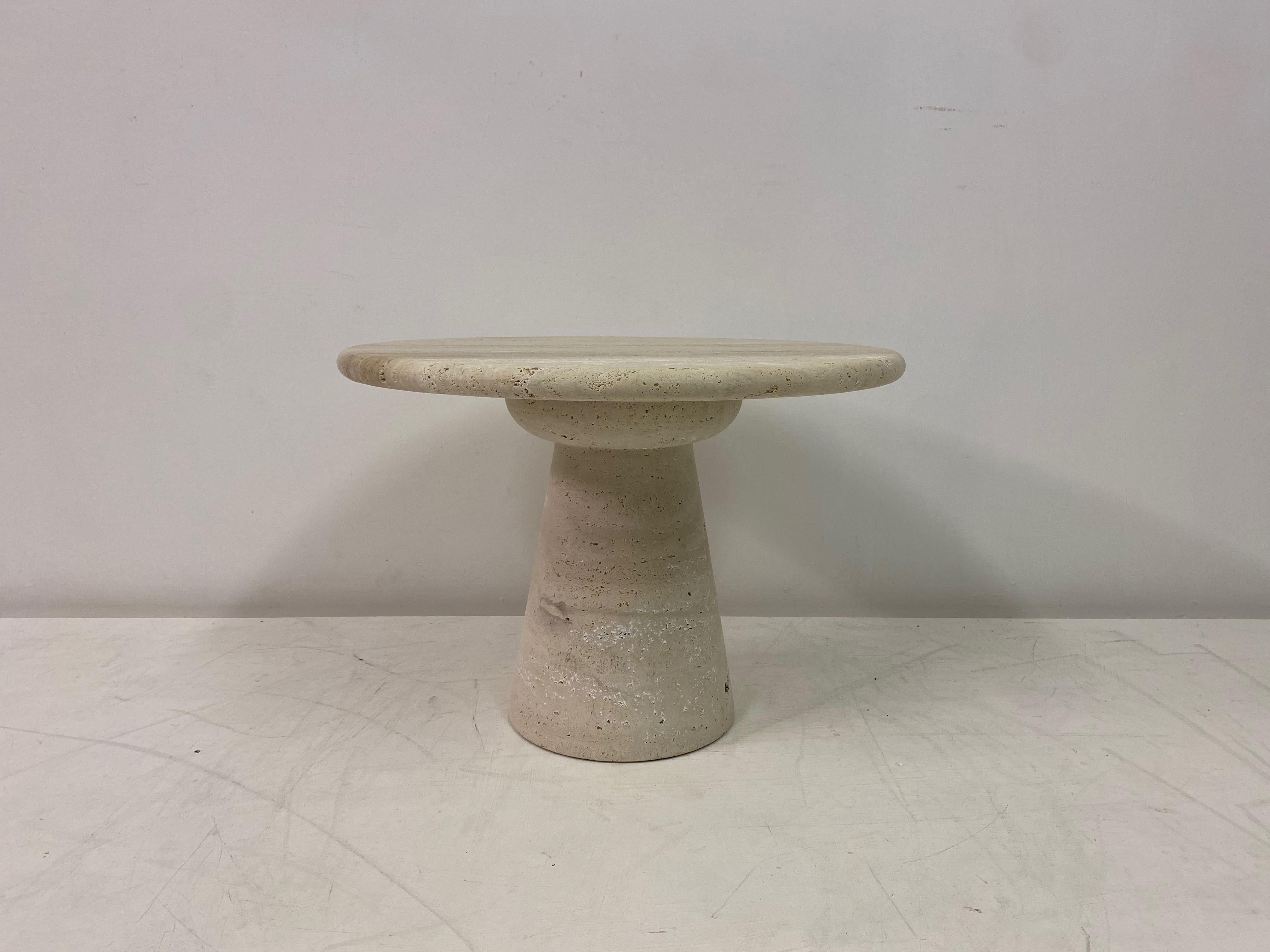 Mid-Century Modern Bespoke Italian Travertine Coffee or Side Table