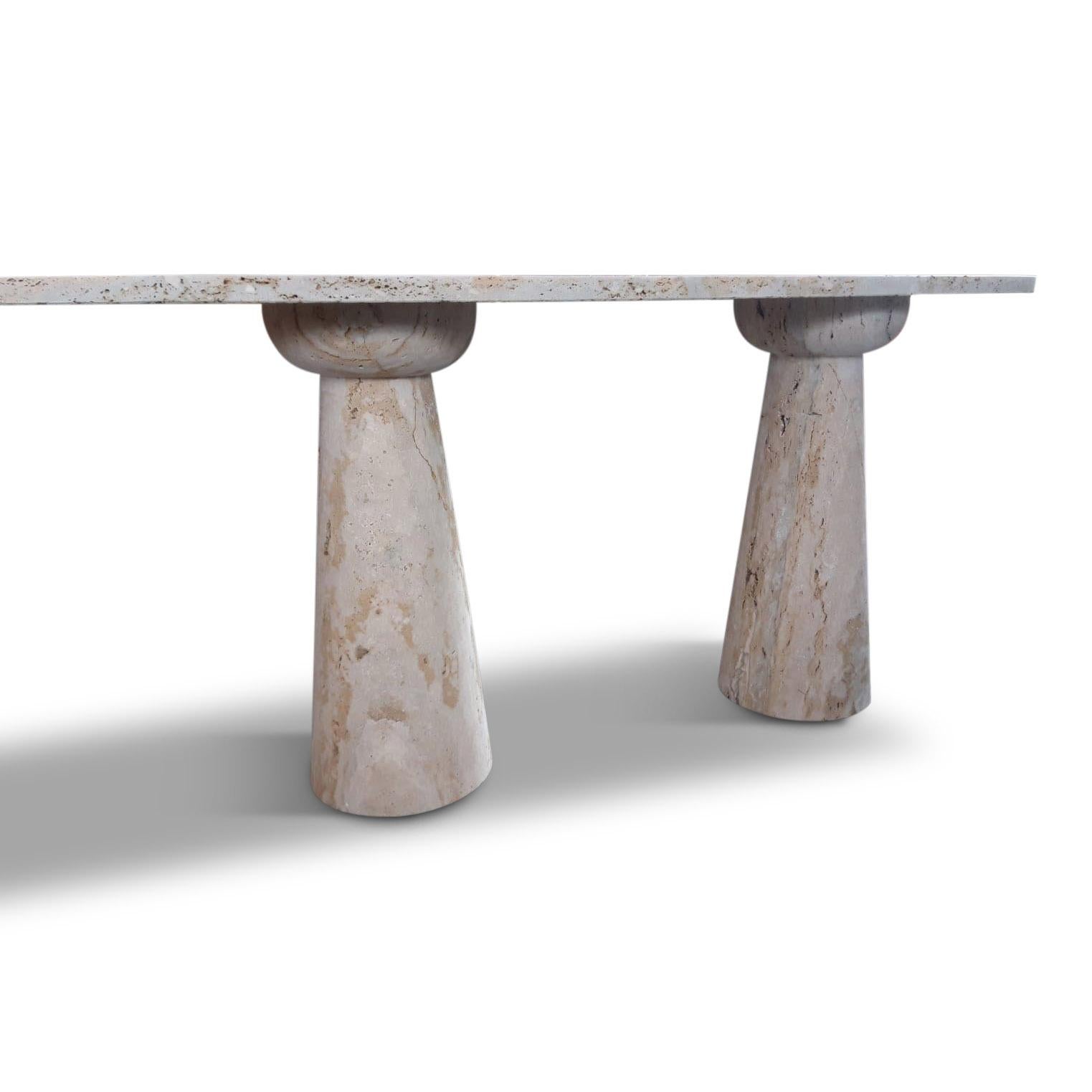 Travertine console table

Made to order in Italy

Two pedestals 

Can be made in a one pedestal version

Contemporary.