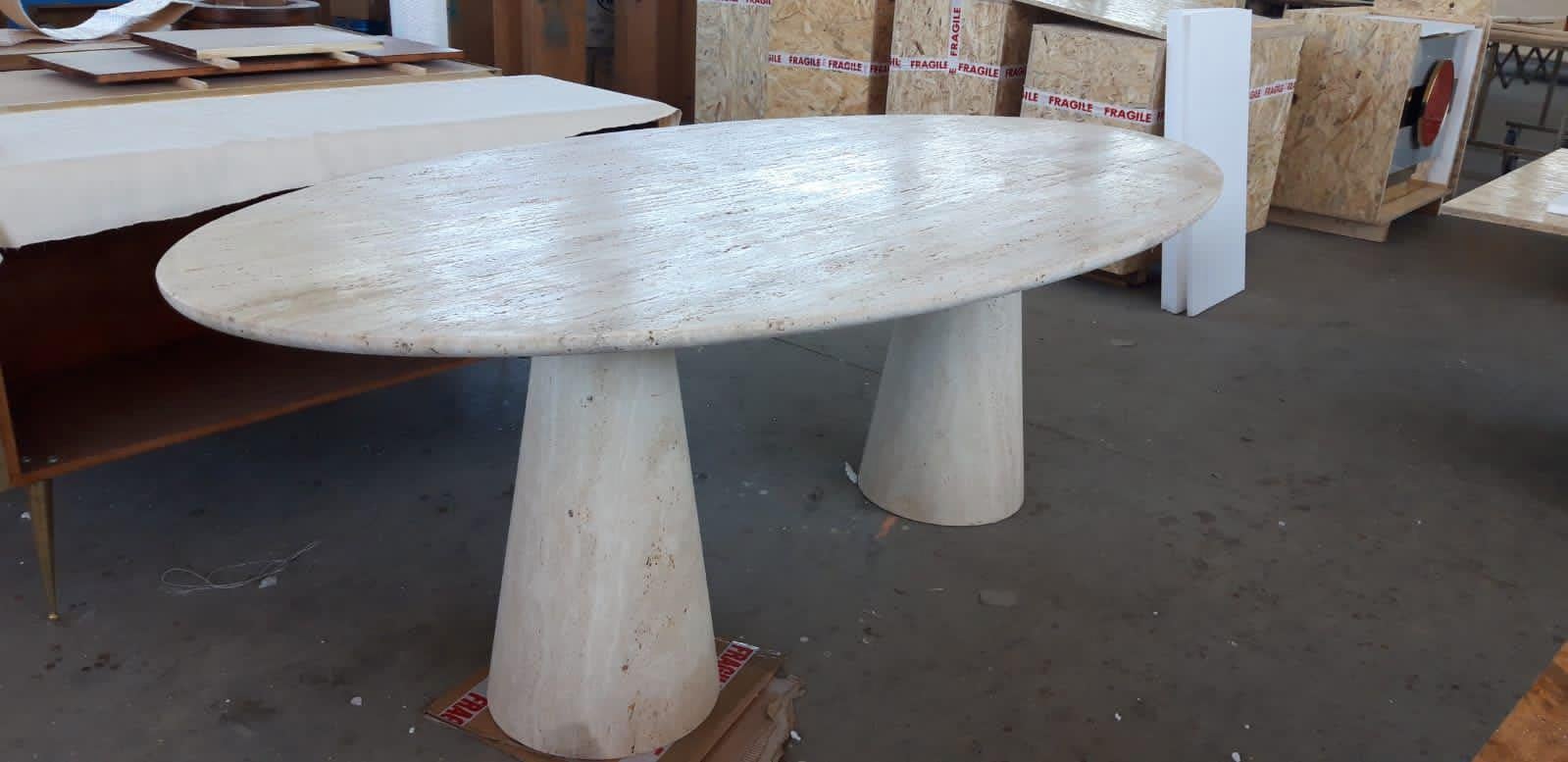 Bespoke Italian Travertine Oval Dining Table For Sale 6