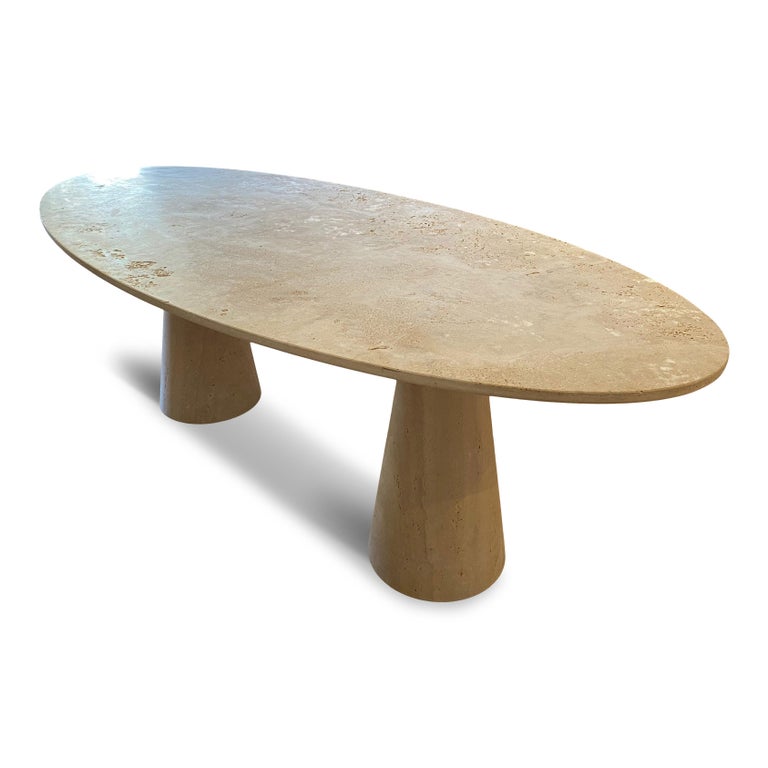 Bespoke Italian Travertine Oval Dining Table For Sale 7
