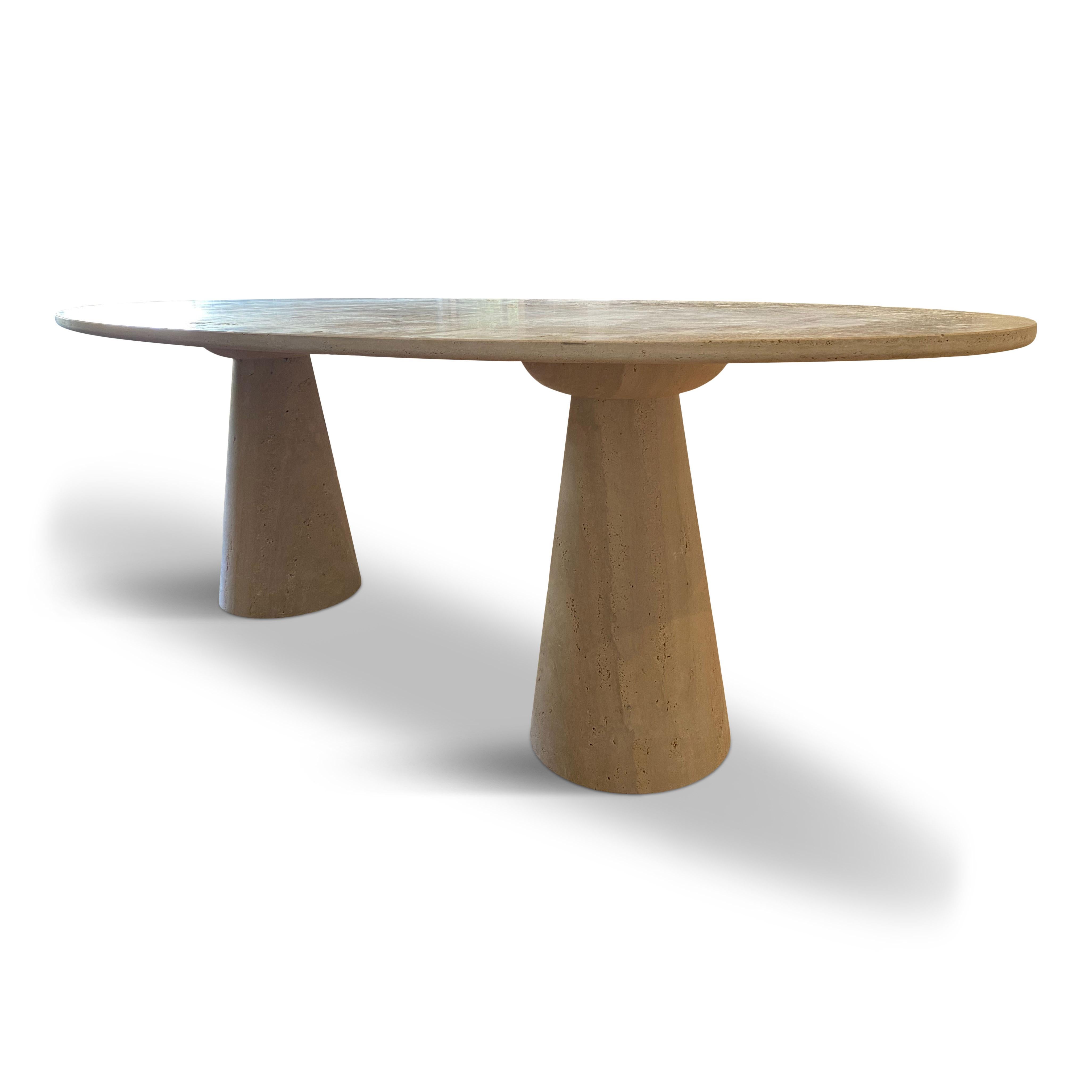 Bespoke Italian Travertine Oval Dining Table For Sale 9
