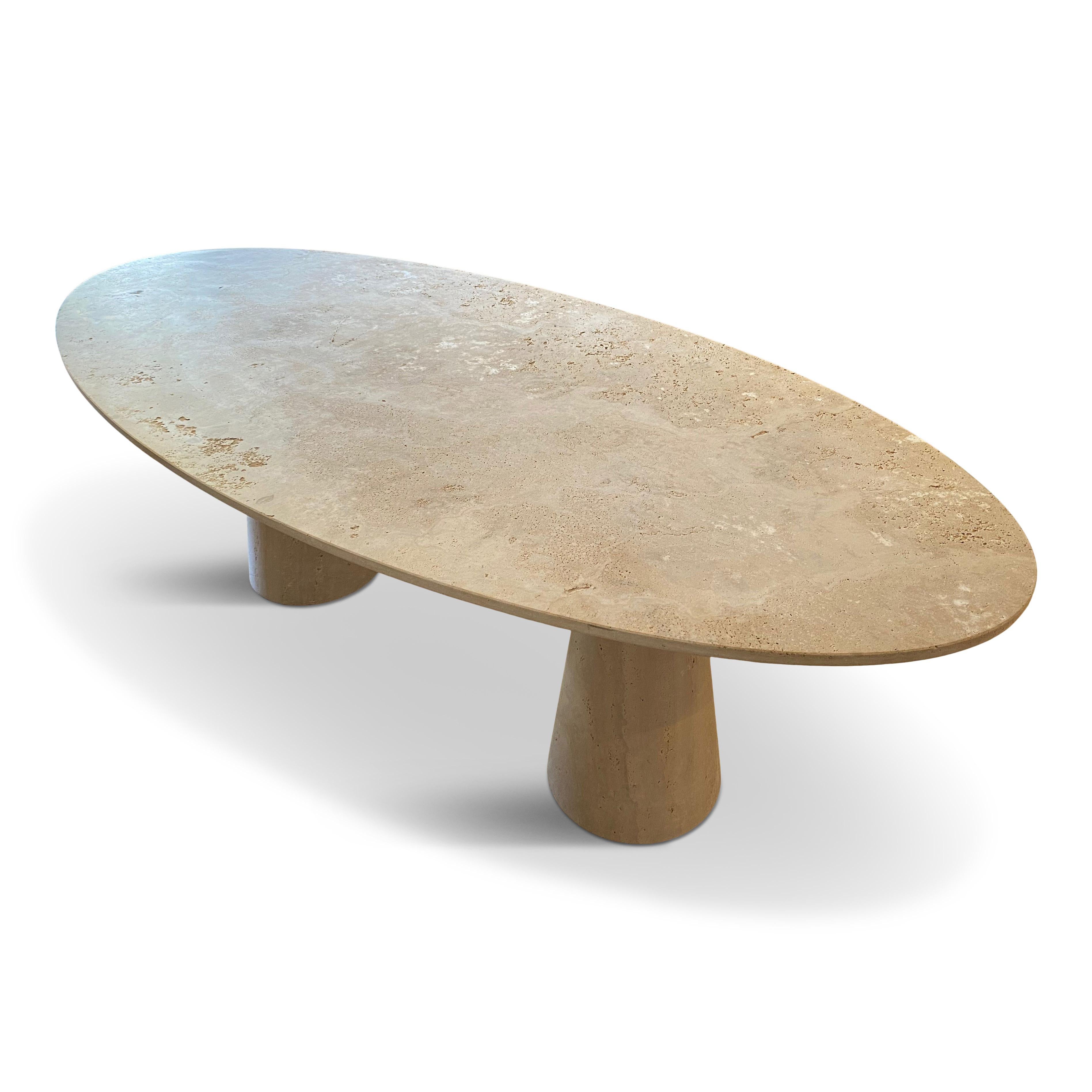Bespoke Italian Travertine Oval Dining Table For Sale 8