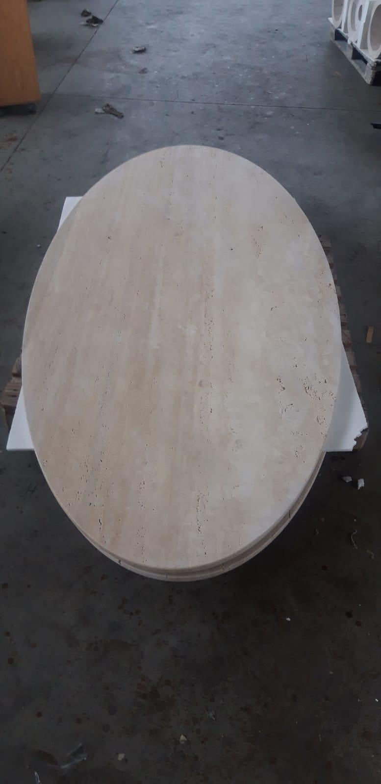 Bespoke Italian Travertine Oval Dining Table For Sale 12