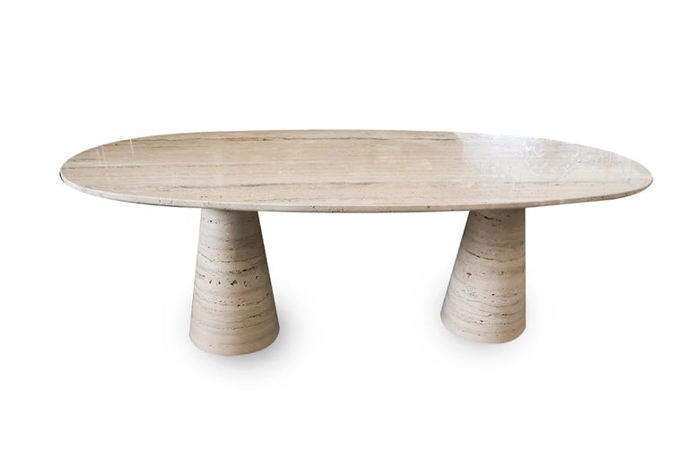 Bespoke Italian Travertine Oval Dining Table at 1stDibs