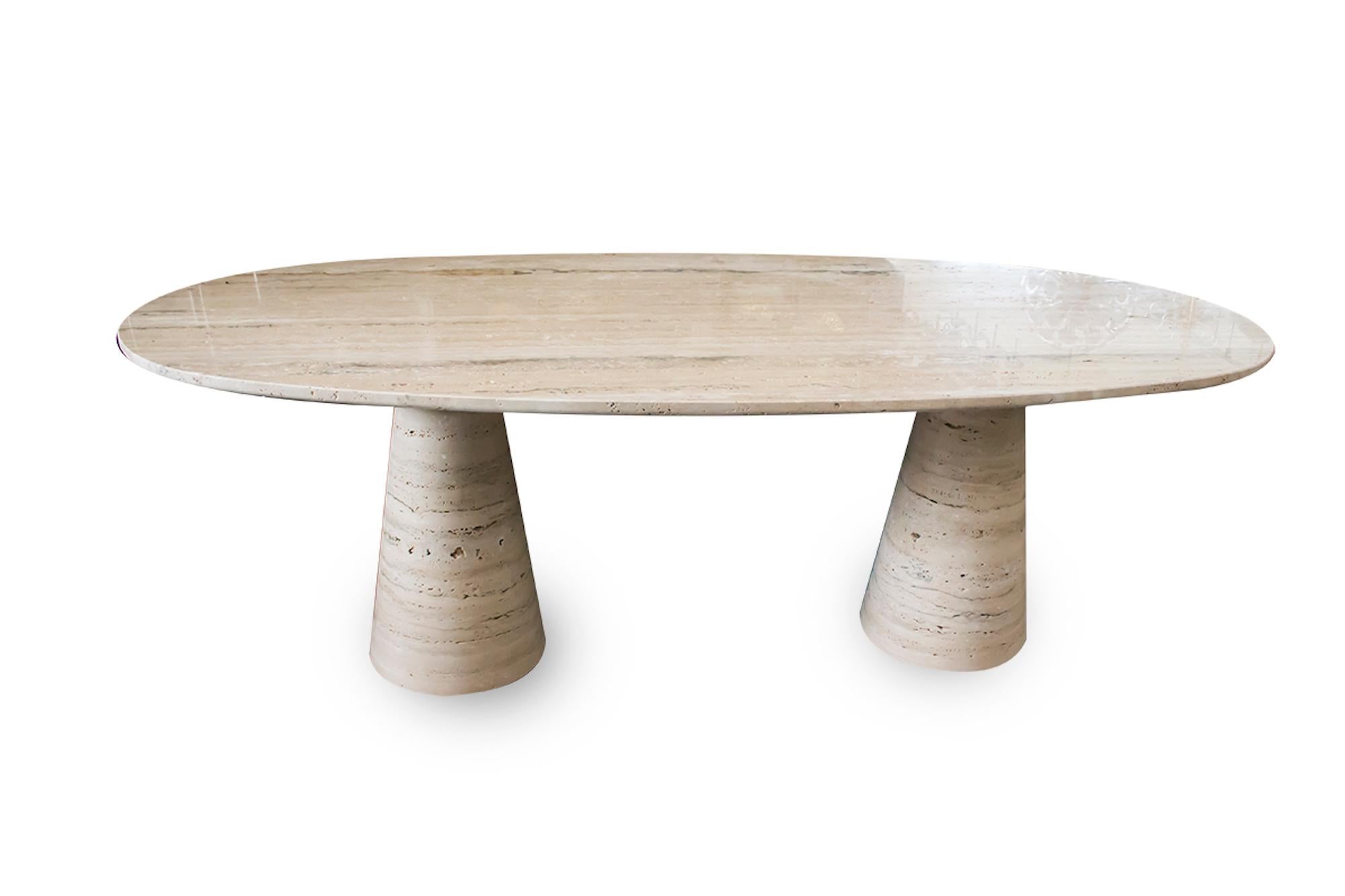 Bespoke Italian Travertine Oval Dining Table For Sale 1