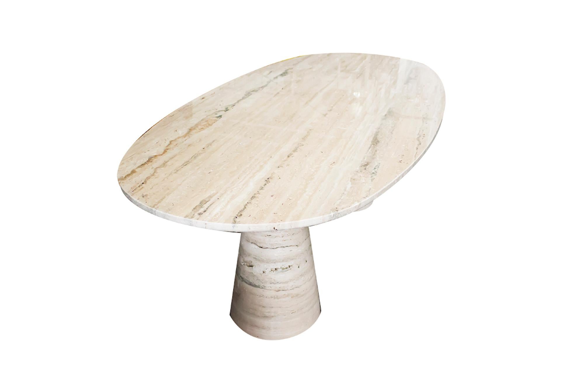 Bespoke Italian Travertine Oval Dining Table In New Condition In London, London