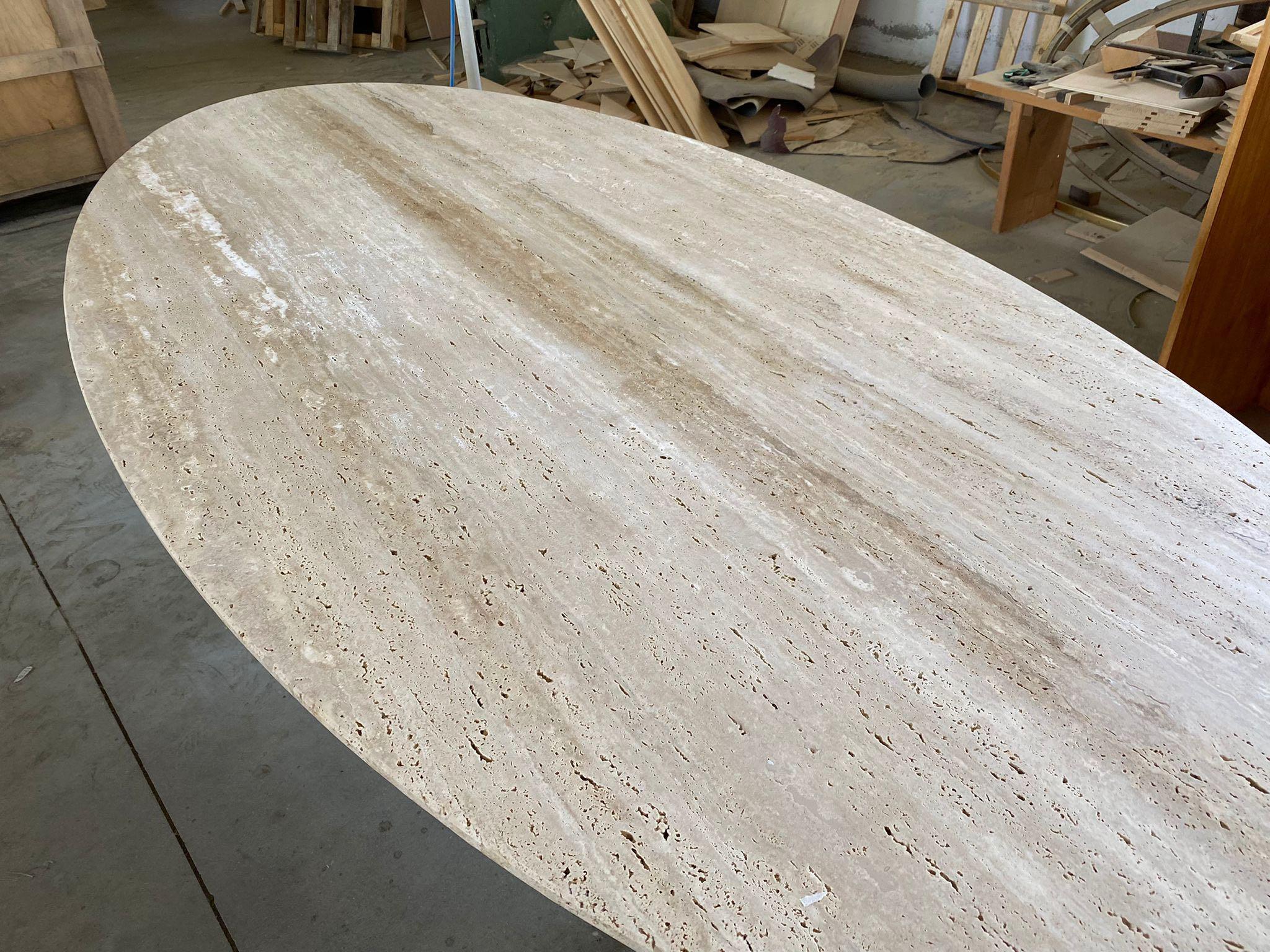 Bespoke Italian Travertine Oval Dining Table For Sale 3