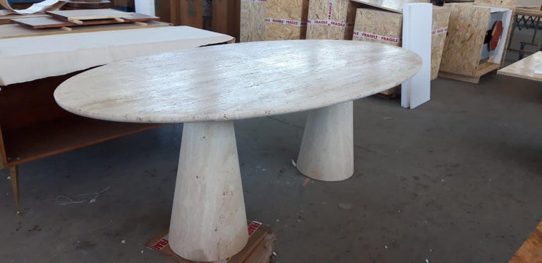 Bespoke Italian Travertine Oval Dining Table For Sale 4