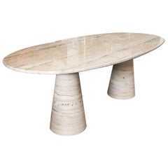 Bespoke Italian Travertine Oval Dining Table