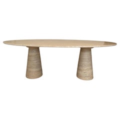 Bespoke Italian Travertine Oval Dining Table