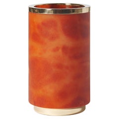 Bespoke Italian Vase "Borealis," in orange alabaster