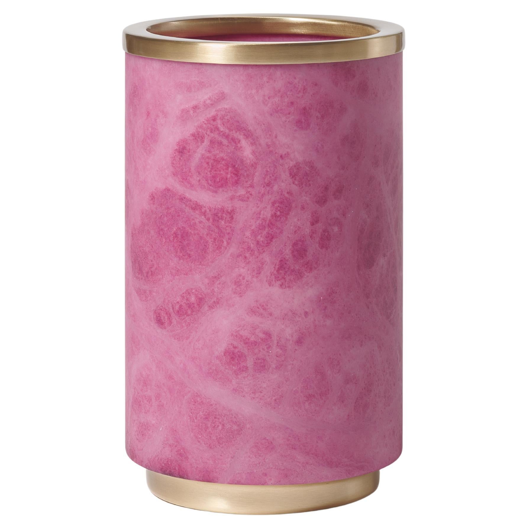 Bespoke Italian Vase "Borealis," in pink alabaster