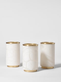 Bespoke Italian Vase "Borealis", in white alabaster